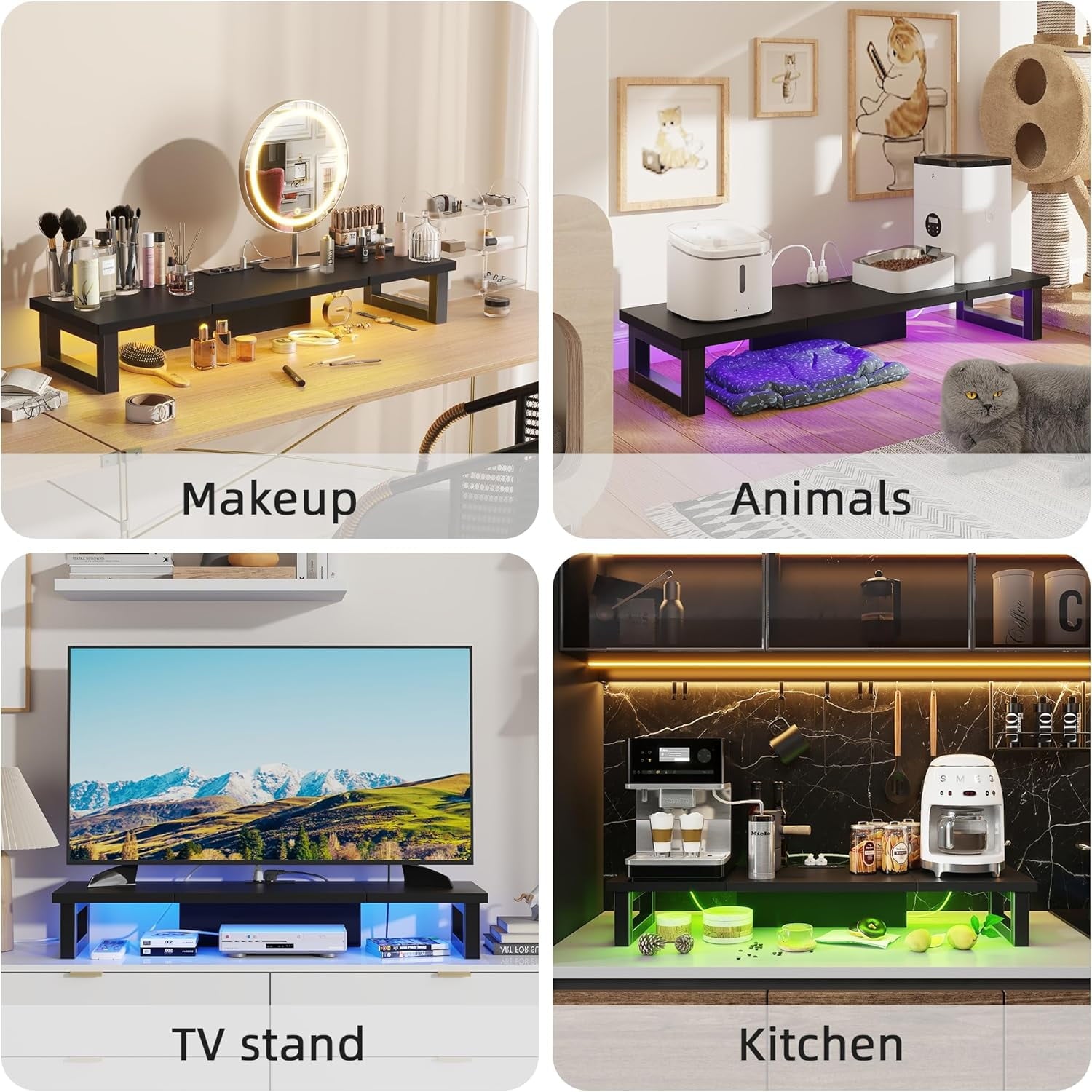 Riser with Power Outlet for 1-2 s, Heavy Duty Desktop Organizer for Laptop Printer TV - Image 5