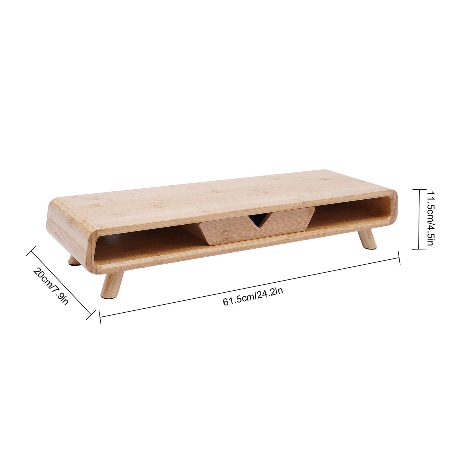 Bamboo Monitor Stand 24in Modern Office W/ Drawer Desktop Stand Back Baffle Gift - Image 2