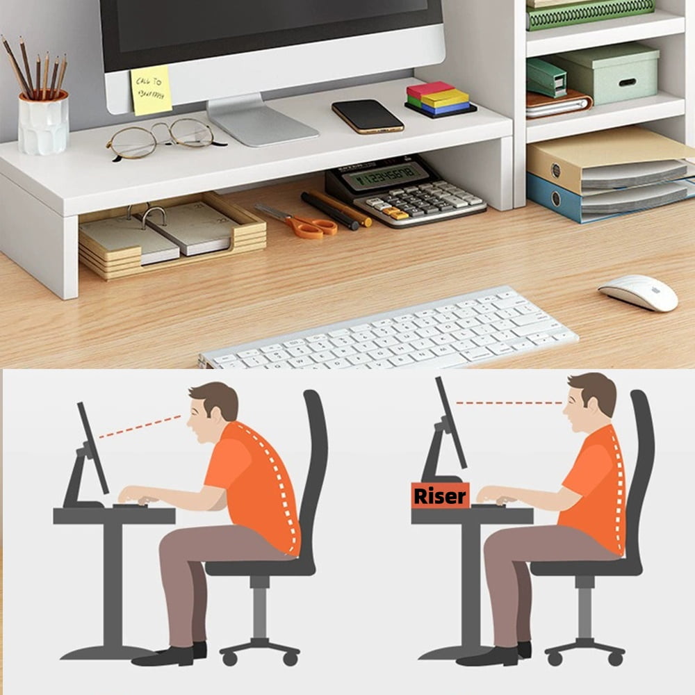 Monitor Stand Riser for Desk, 16.5 Inch Computer Stand Desk Shelf, White 1-Tier - Image 6