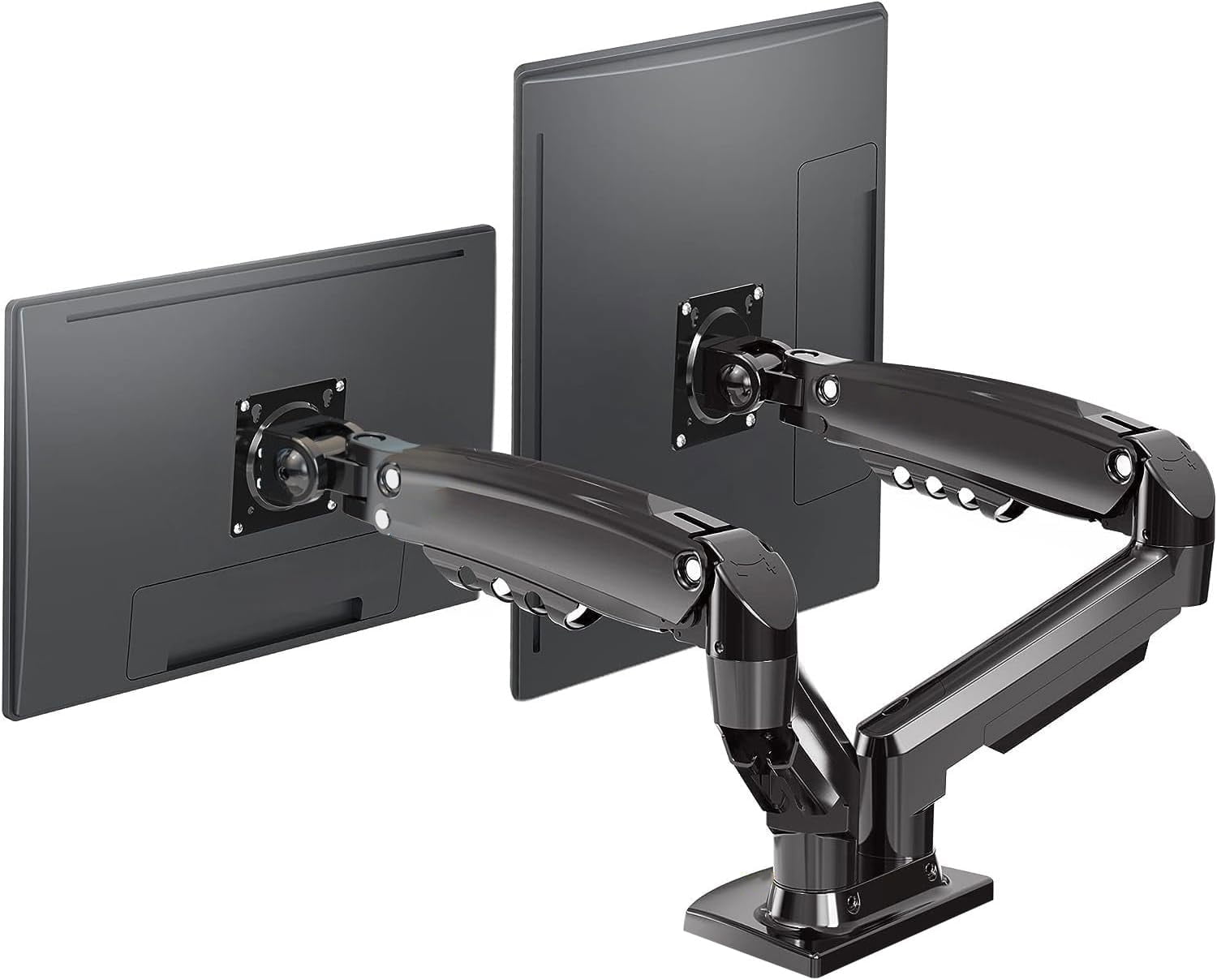 Dual Monitor Wall Mount for 13-32 inch Computer Screens, Gas Spring Monitor Stand Arm for 2 Monitor, Each Arm Holds Max 22 lbs, Full Motion - Image 2
