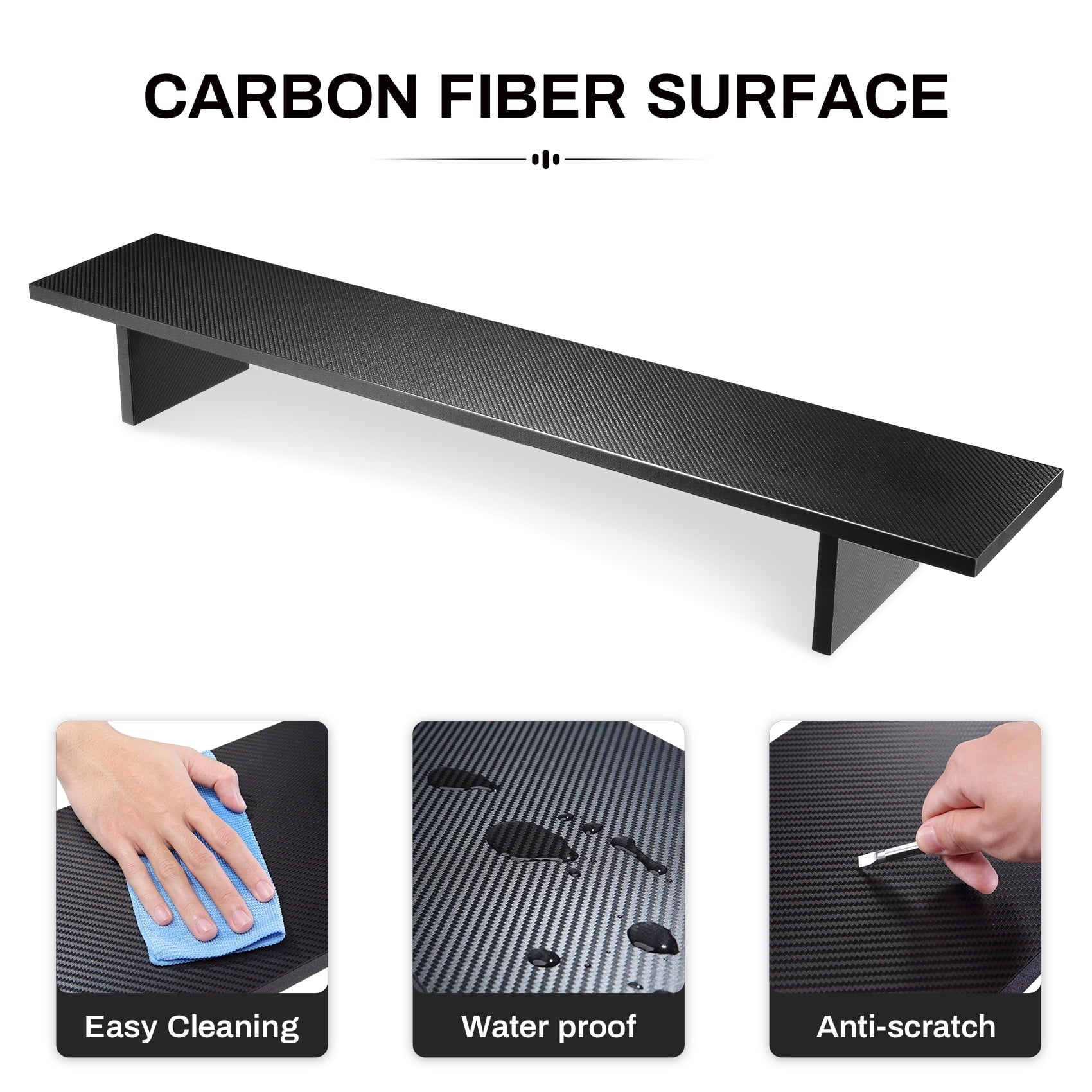 Dual Monitor Stand - Adjustable Legs, Dual Monitor Riser, Carbon Fiber Computer Monitor Stand, Desktop Organizer, Mon... - Image 6