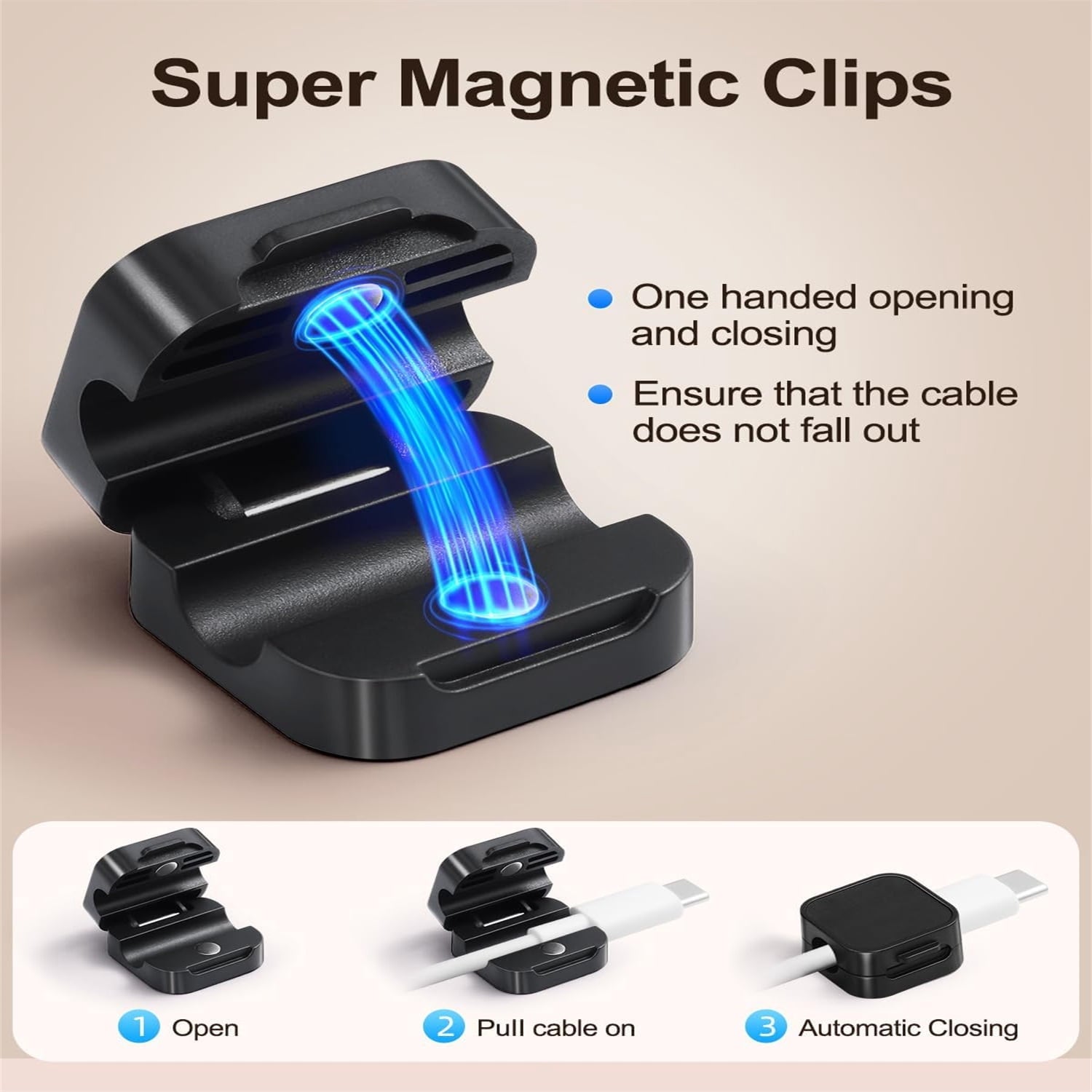 Magnetic Cord Clips Wire & Cable Organizers, Black & White, 18 pack - Image 2