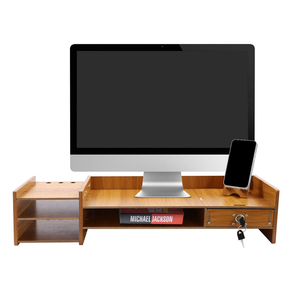 Riser Computer Desk Storage Shelf Organizer Holder Drawer - Image 4