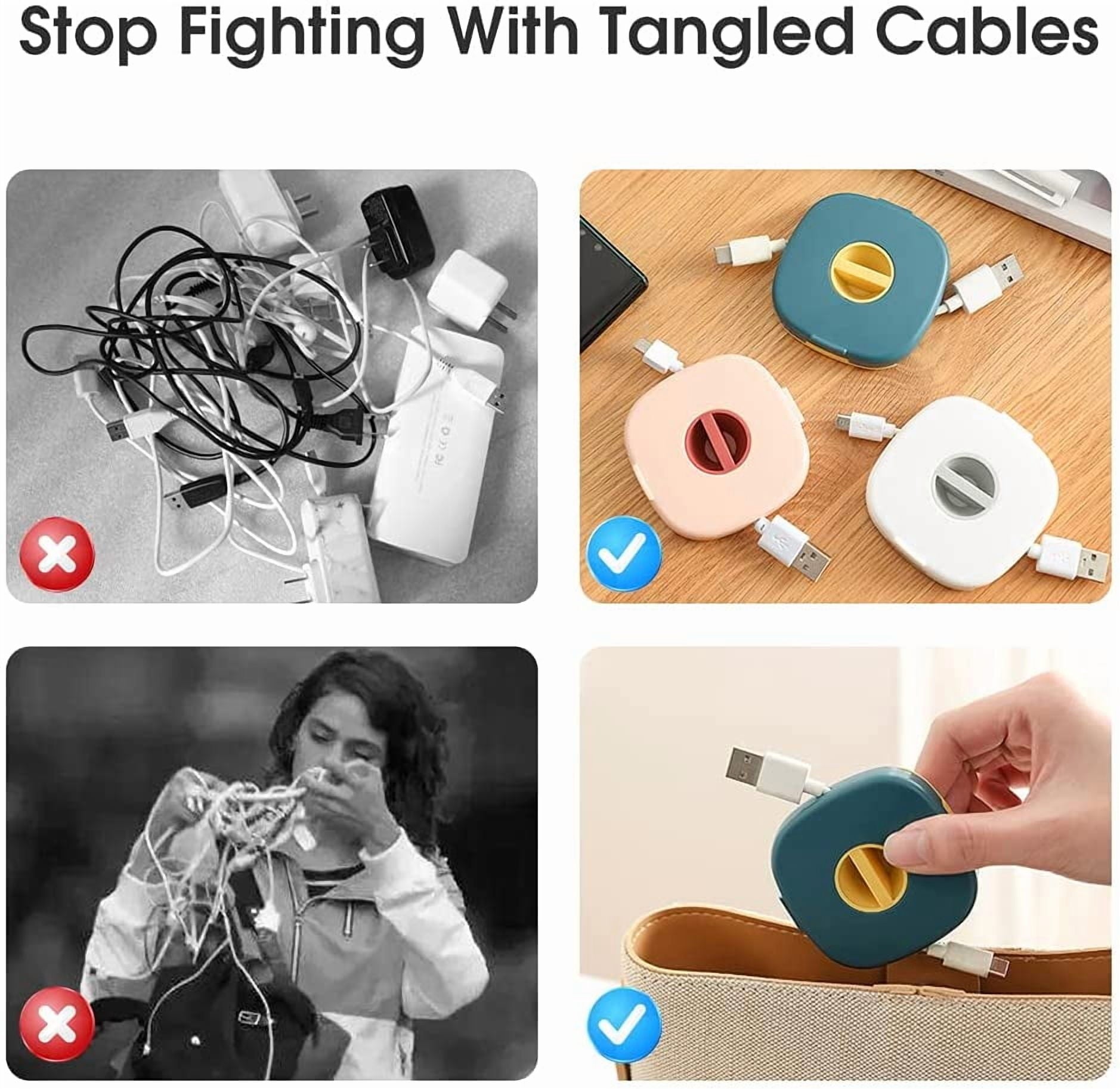 3pcs Cable Management Retractable Cord Organizer: 2-in-1 Cord Management Case Mobile Phone Holder, Cable Tidy Storage Protector Wire Winder - Image 3