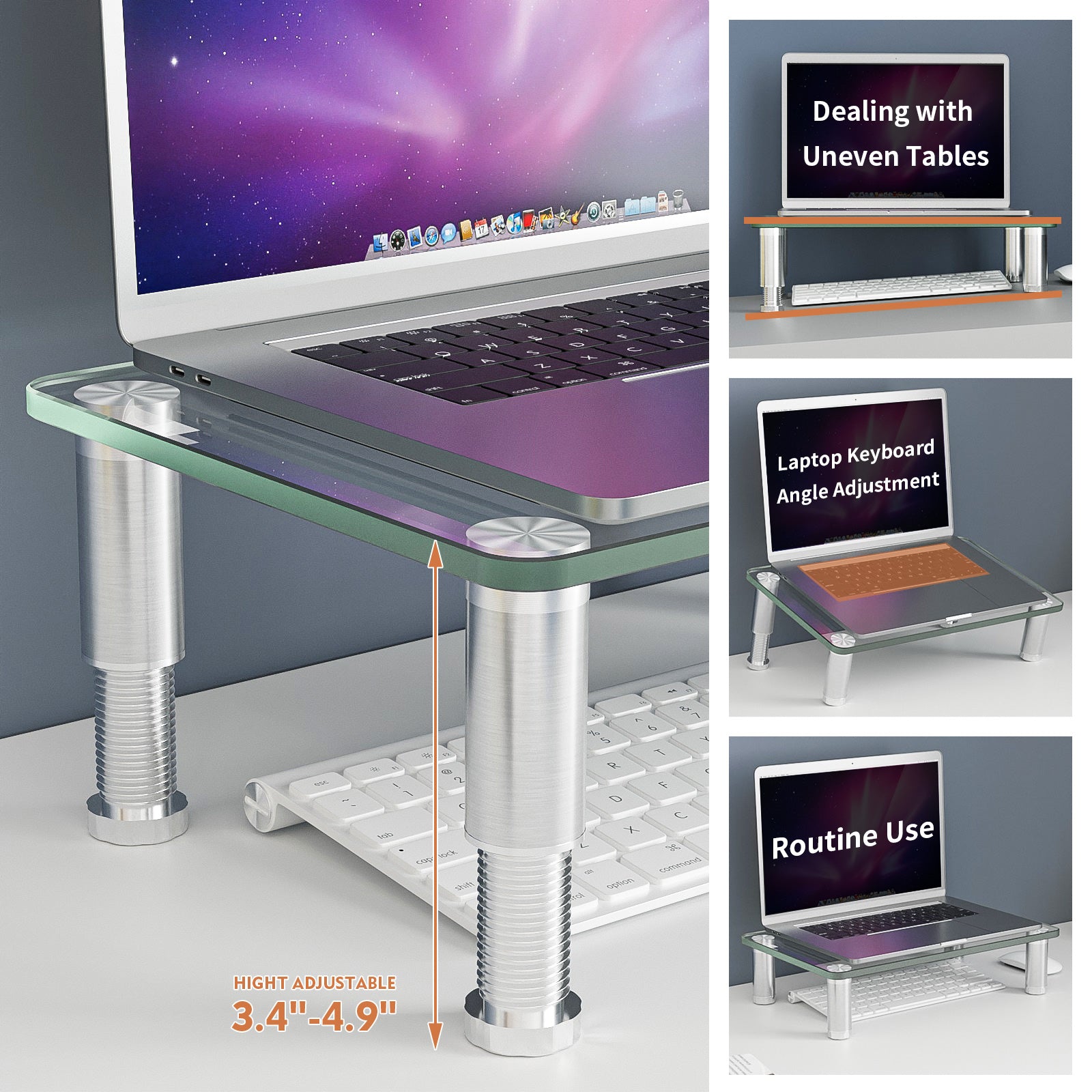 2 Pack Computer Monitor Riser with Height Adjustable Multi Media Desktop Stand for Flat Screen LCD LED TV, Laptop/Not... - Image 2