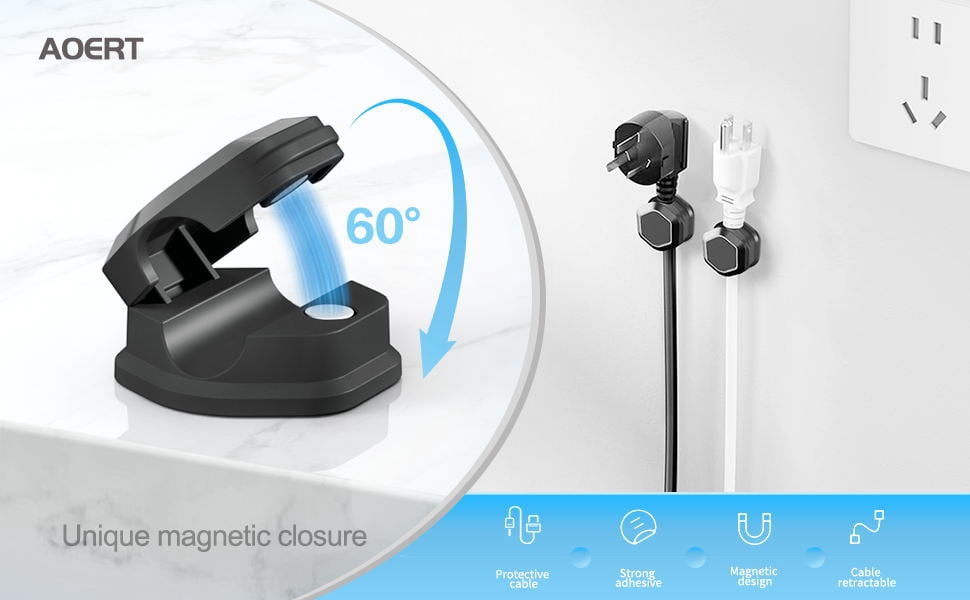 12 Pack Magnetic Cable Management Clips, Phone Electric Charging Cord Holder, Desktop Cord Organizer, Adhesive Cable ... - Image 5