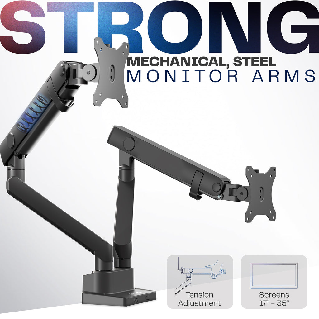 VIVO Premium Aluminum Full Motion Dual Monitor Lift Engine Arm Desk Mount Stand - Image 3