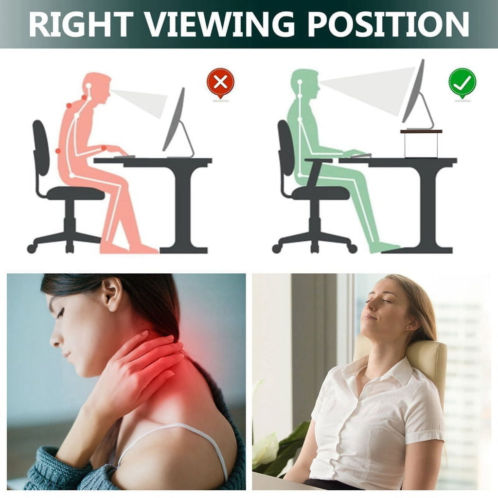 20 Inch Monitor Stand Riser, Wood Desk Storage Organizer Computer Monitor Stand for Office Computer, Laptop, Small Pr... - Image 5