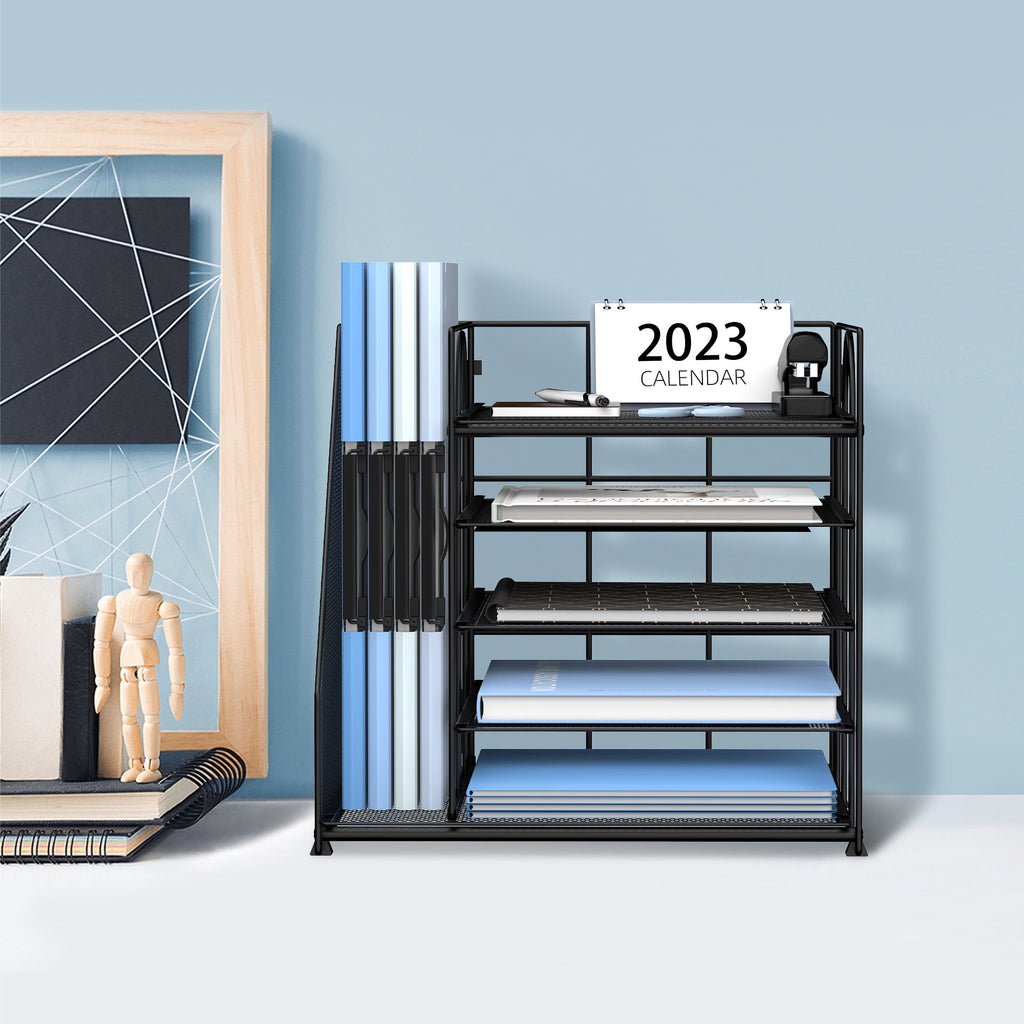 5-Tier Desk Organizer with File Holder, Letter Tray Paper Organizer, 1 Pcs - Image 4