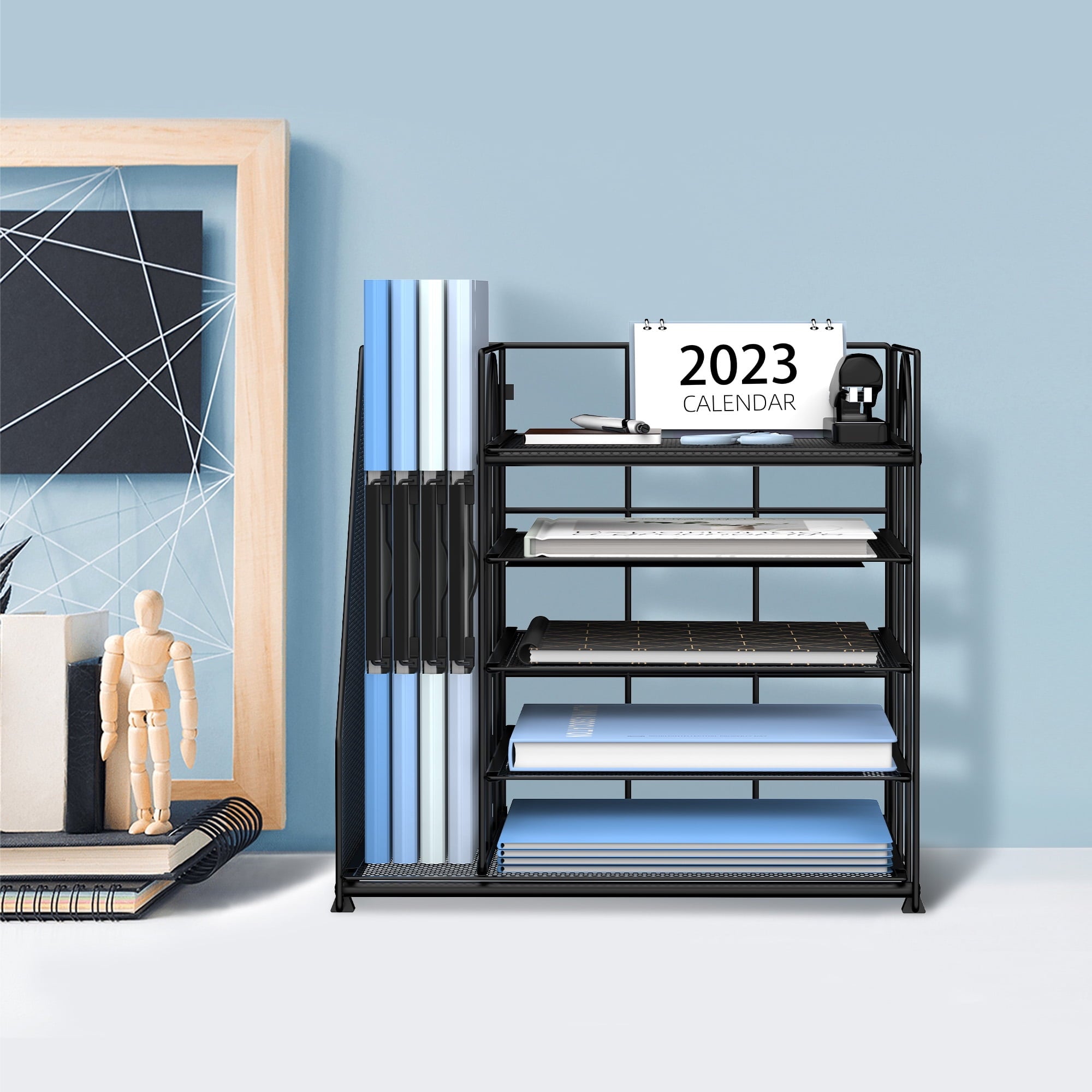 5-Tier Desk Organizer with File Holder, Letter Tray Paper Organizer, 1 Pcs - Image 4