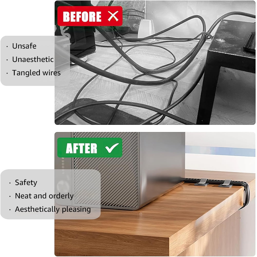 and Loop Cable Straps, Cable Management Under Desk, Self Adhesive Cable Ties, Reusable Wire Organizers for Cords, Adj... - Image 4