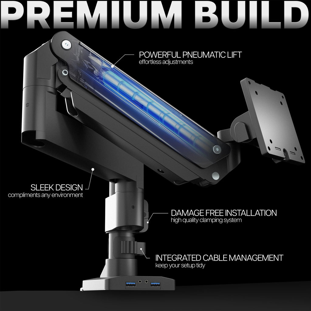 VIVO Single Monitor Stand Desk Mount Arm w/ USB Ports, Fits Ultrawides up to 49" - Image 6