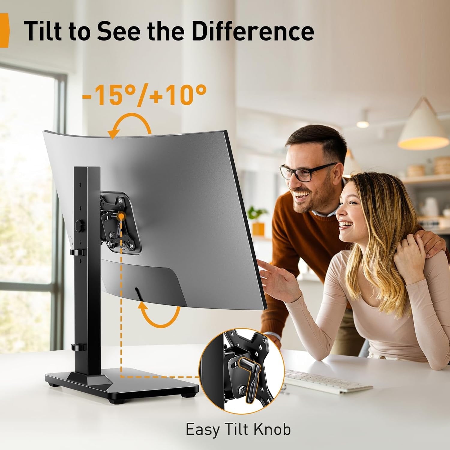 Mount for 13-34 inch Screens with 360 Degree Rotation, 5 Height Settings, Adjustable Desk Riser with Swivel and Tilt,... - Image 4