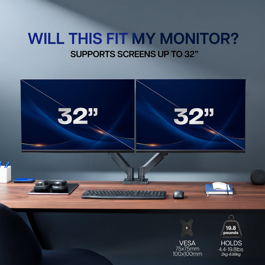 Dual Monitor Mechanical Spring Desk Mount Stand | Fits Screens up to 32" - Image 6