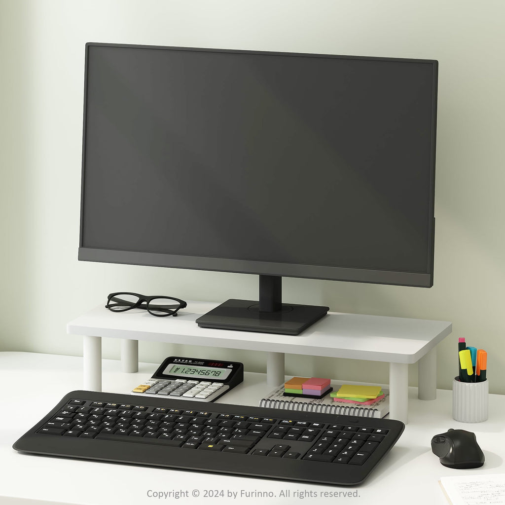 Turn-N-Tube Monitor Riser Stand, Plain White/White - Image 2