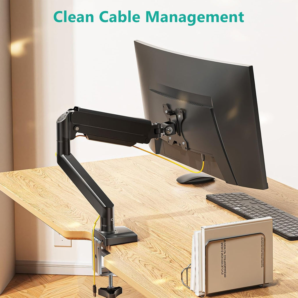 Monitor Mount for 13-34 inch Computer Screens,Gas Spring Single Monitor Arm Desk Stand with Full Motion Adjustable/Tw... - Image 6
