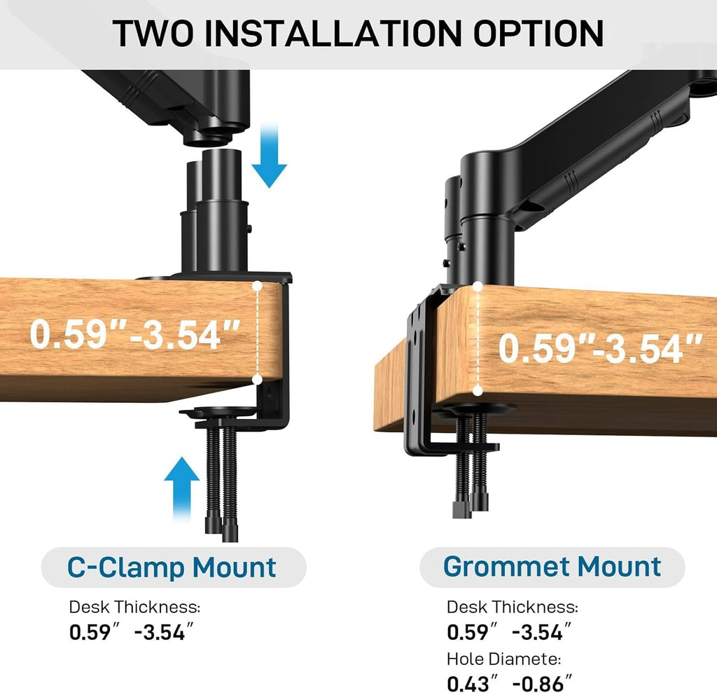 Dual Monitor Stand for Desk-Monitor Arms for 2 Monitors with C Clamp, Grommet Mounting Base for 13-32 Inch Computer S... - Image 5