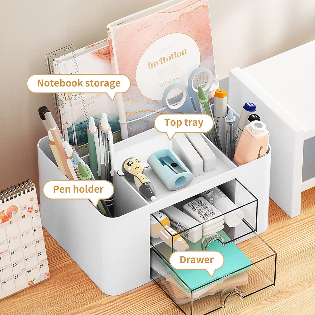 with 2 Drawer, Multi-Functional cil Holder for Desk, Desk s and Accessories with 5 Compartments + Drawer for Office A... - Image 3