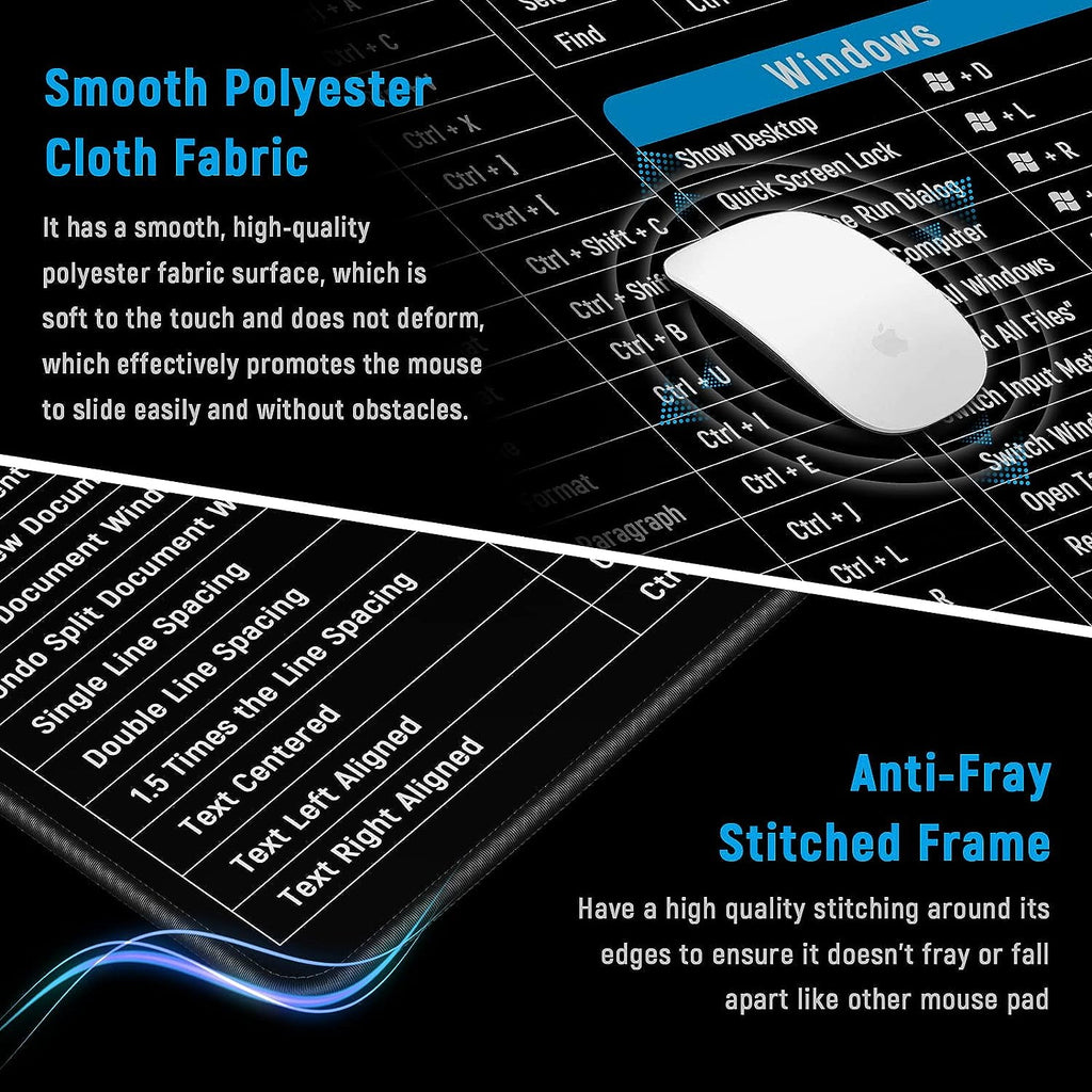 Large Gaming Mouse Pad Desk Mat Office Software Excel Shortcuts Mousepad with Personalized Design Extended Size 35.4 X 15.7inches by Office - Image 3