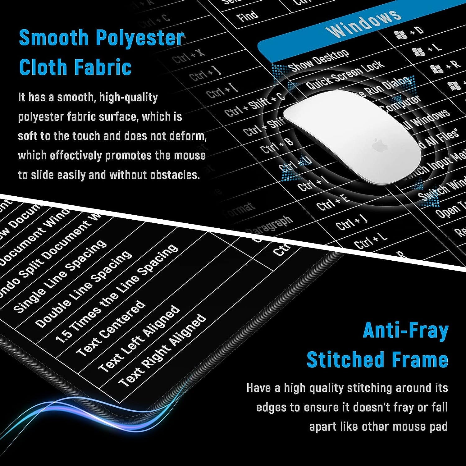 Large Gaming Mouse Pad Desk Mat Office Software Excel Shortcuts Mousepad with Personalized Design Extended Size 35.4 X 15.7inches by Office - Image 3