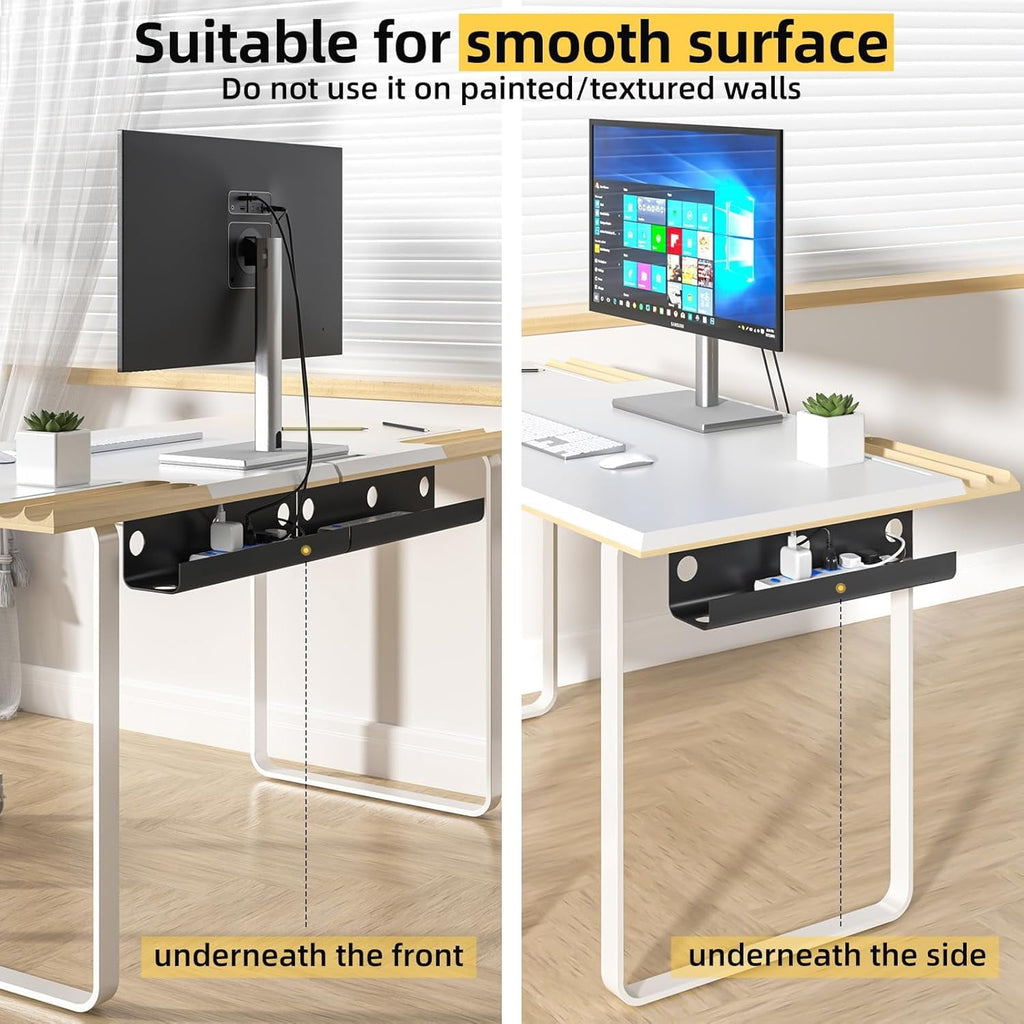LazySpin 2 Pack Under Desk Wire & Cable Management Organizers, Black - Image 5