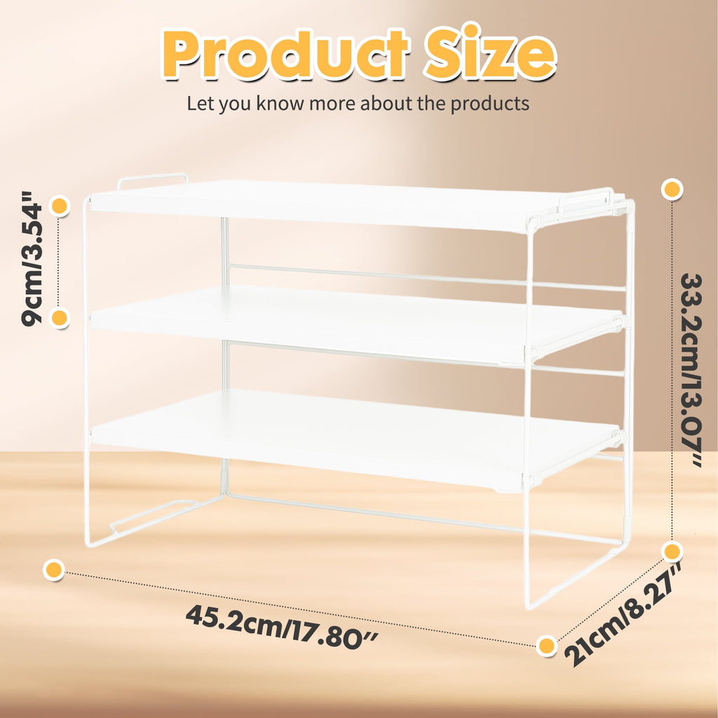 Desk Shelf Organizer, 3 Tier Desktop Organizers Storage Shelves Tabletop Bookshelf for Home Office, White - Image 2