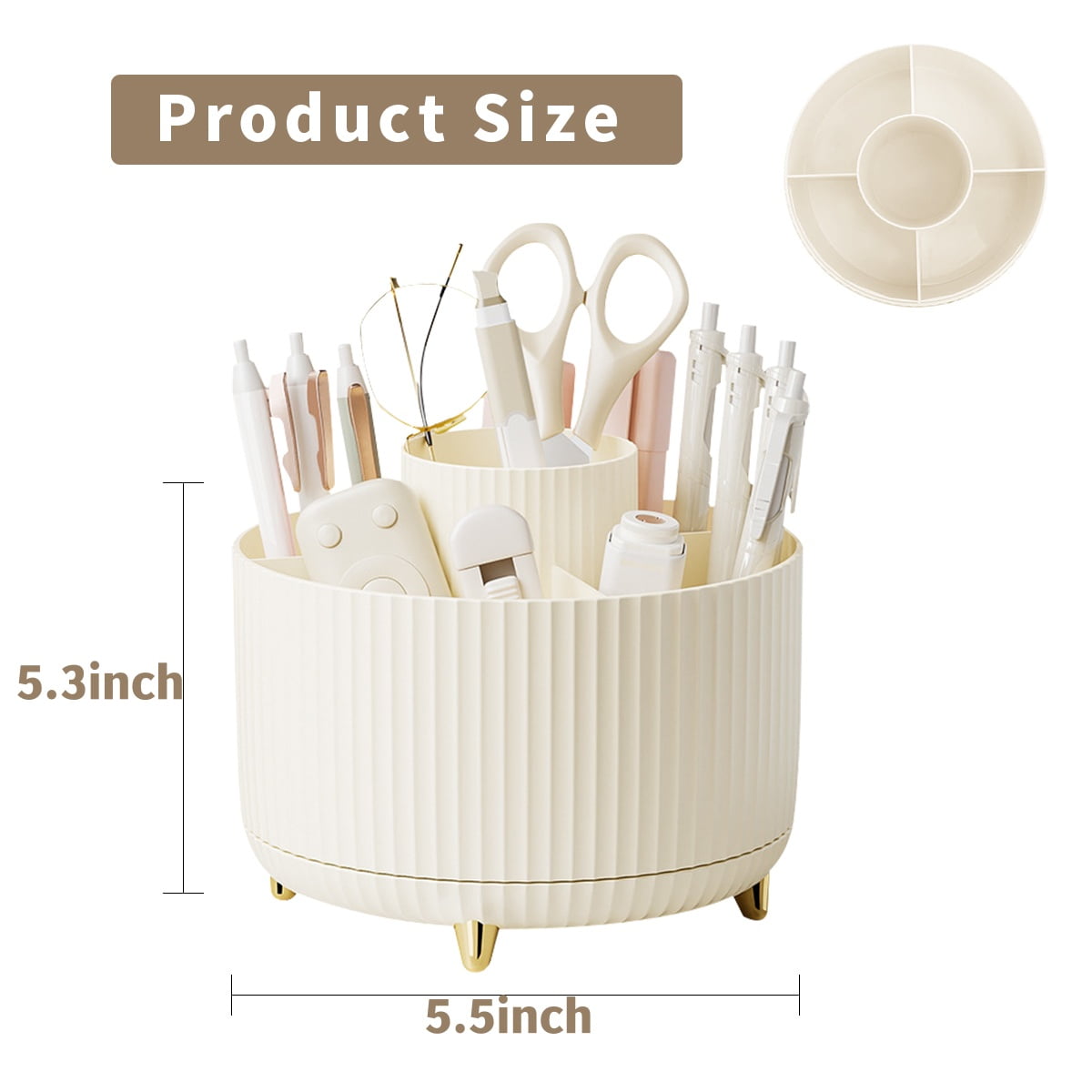 360 Degree Rotating Desk Organizer for Pen and Pen Holder for Office Storage, and Home, Round - Image 2