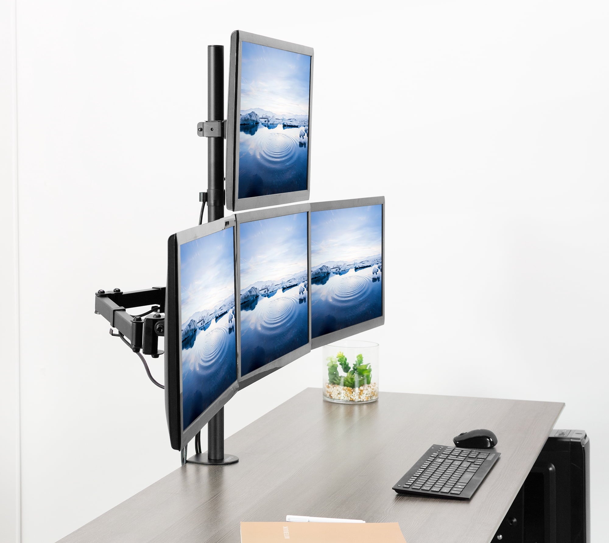 VIVO Quad Heavy Duty 13" to 24" Monitor Desk Mount | 3 + 1 Stand Holds 4 Screens - Image 2
