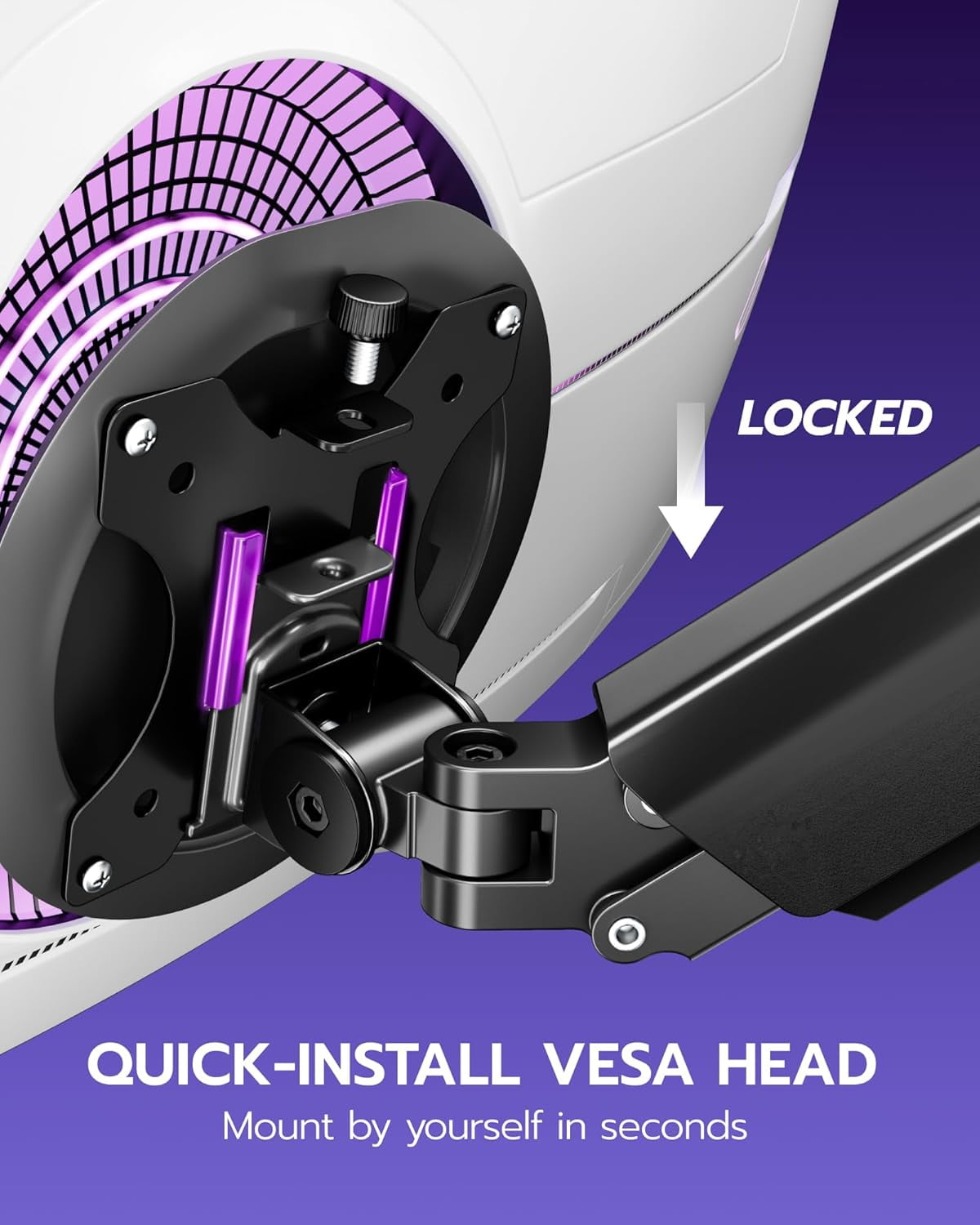 ARES WING Single Monitor Arm Desk Mount for 17"-40" Ultrawide Screens, Heavy Duty Adjustable Monitor Mount Holds up to 26.4 lb, Gas Spring C - Image 3