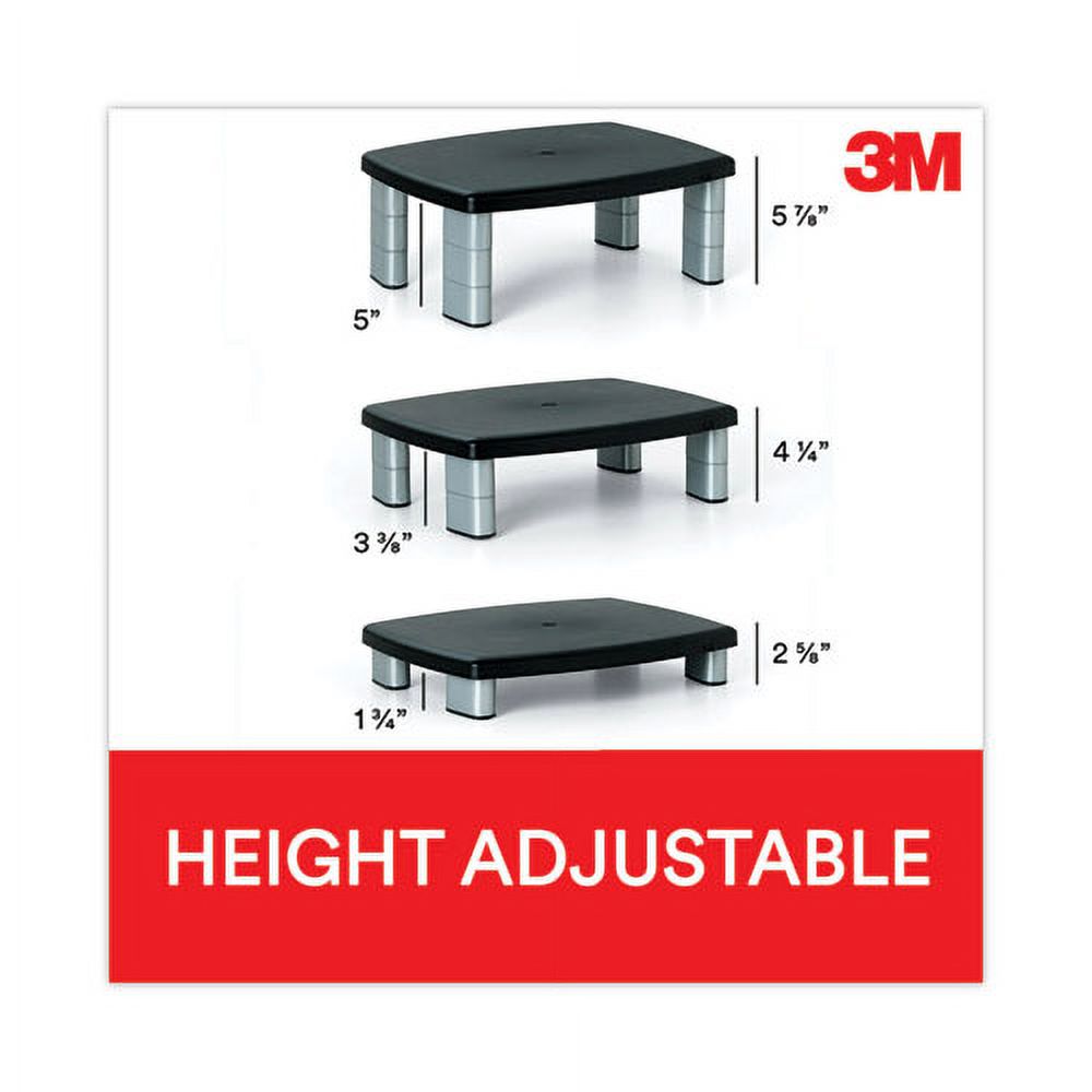 "Adjustable Height Monitor Stand, 15"" X 12"" X 2.63"" To 5.78"", Black/silver, Supports 80 Lbs | Bundle of 2 Each" - Image 4