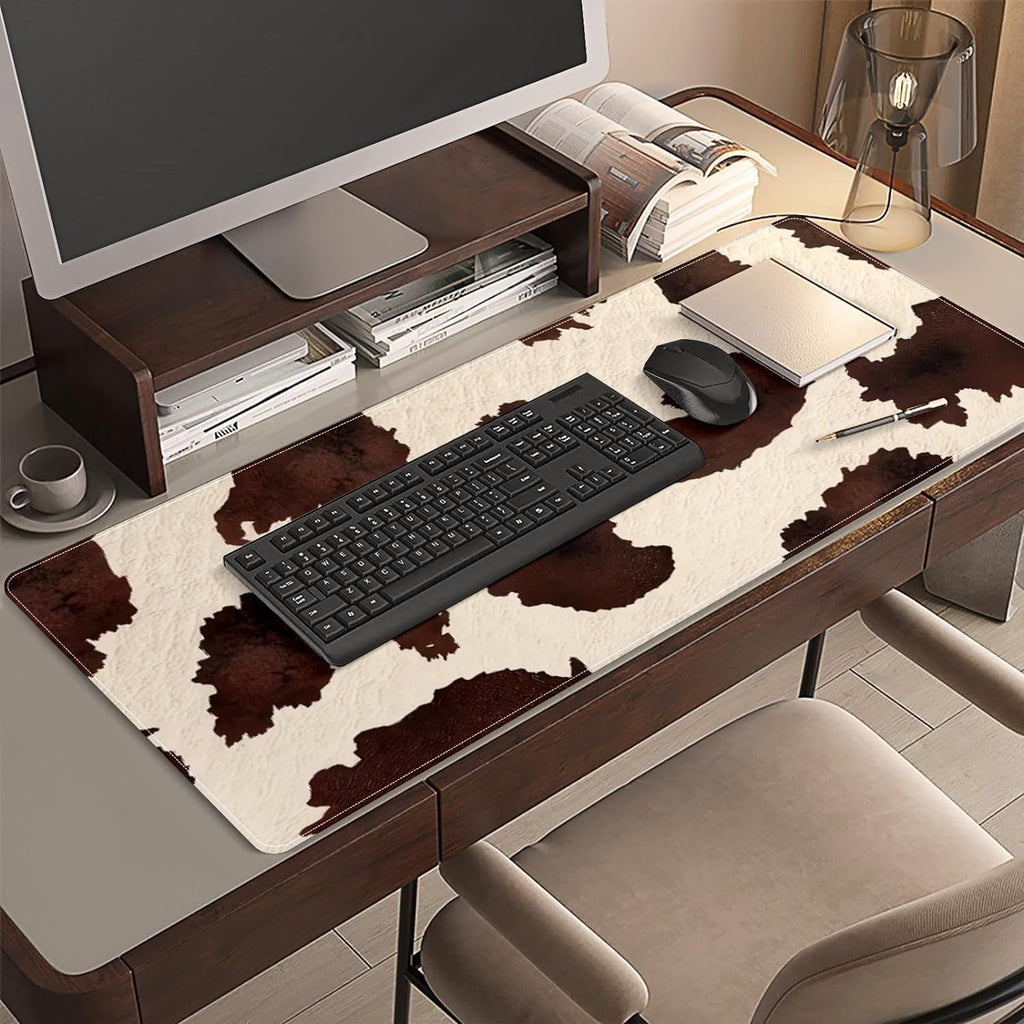 Brown Western Cow Print Desk Mat, Desk Accessory, Cute Workspace, Trendy Workspace, Trendy, 35.4x15.7in Large Gaming ... - Image 5