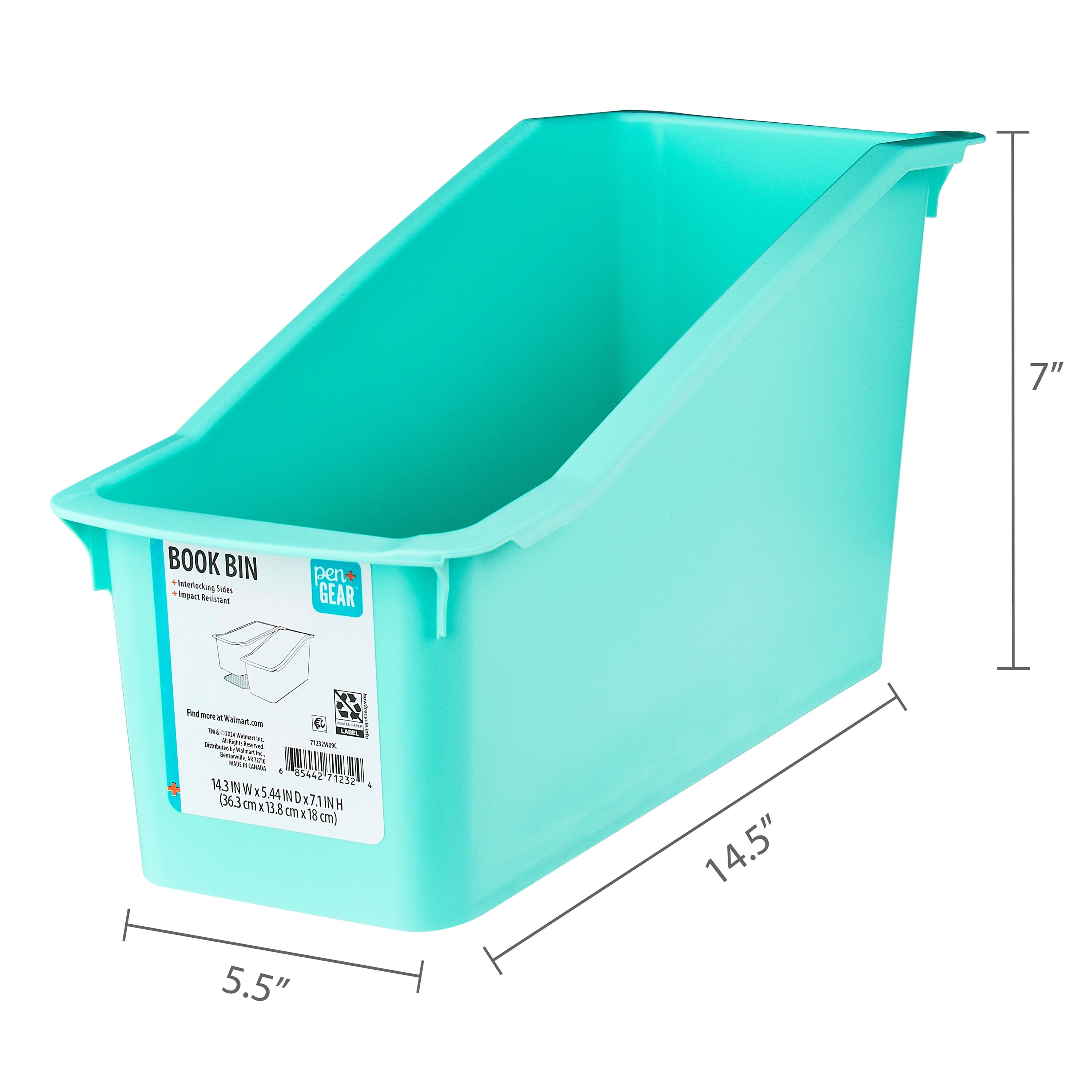 Plastic Desktop Book Organizer Bin, Spearmint, 9-Pack - Image 3