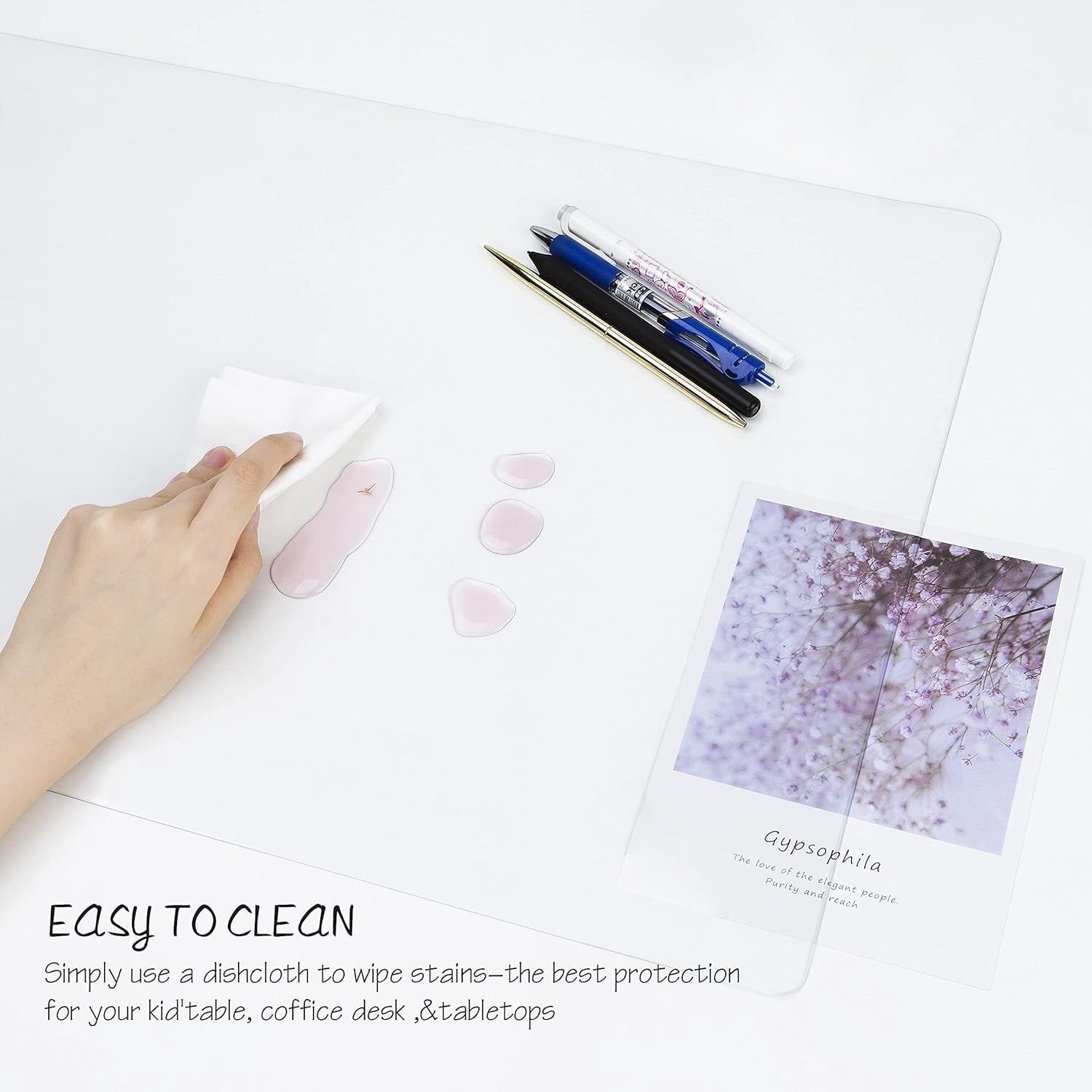 Clear Writing Desk Pad, 16’’x24” Heat Resistant Waterproof PVC Round Edge Durable Desk Protect Mat, Anti-Static Writi... - Image 3