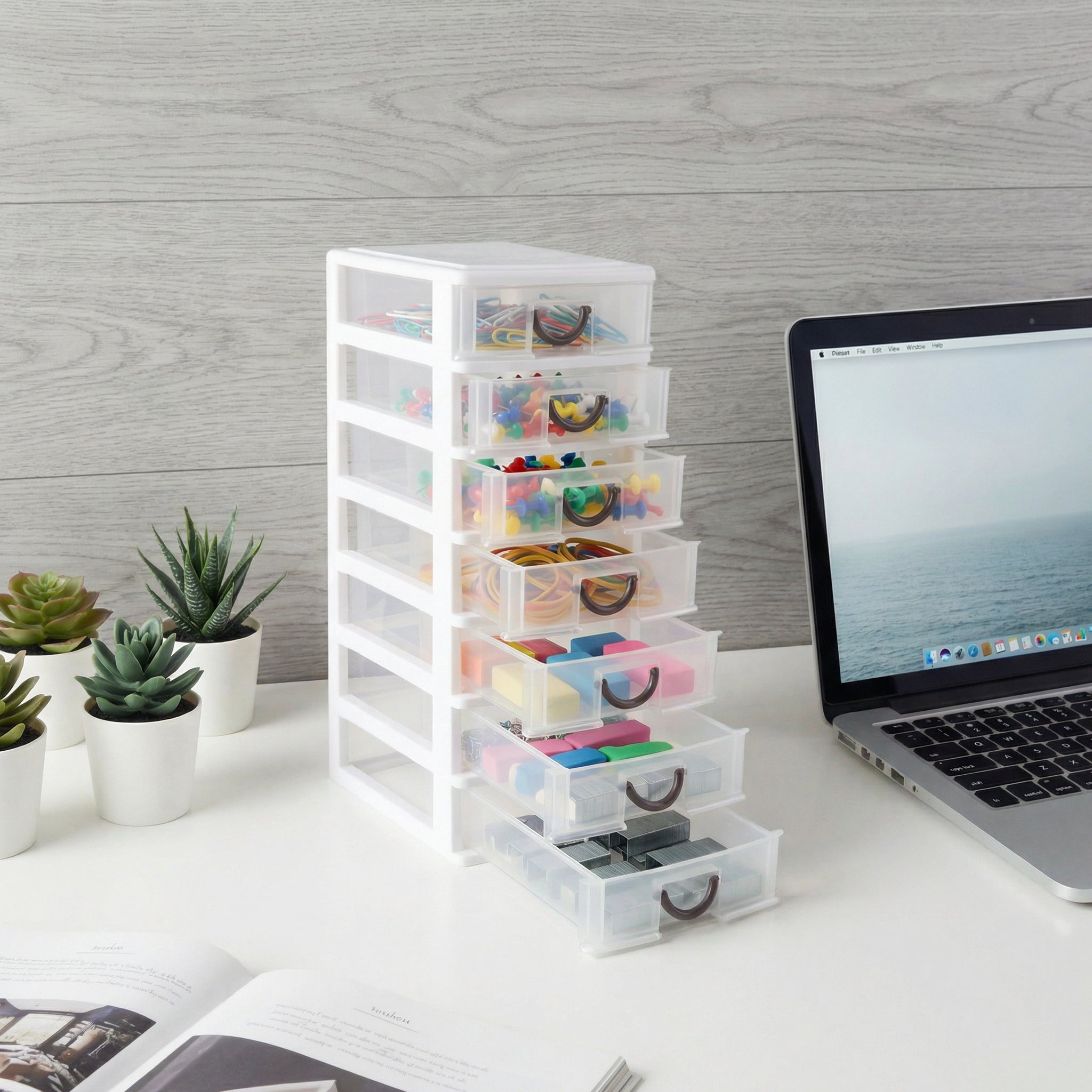 7-Pack Clear Plastic Drawer Organizers Set - Storage Units for Office, Bathroom & Desk Drawers - Image 5