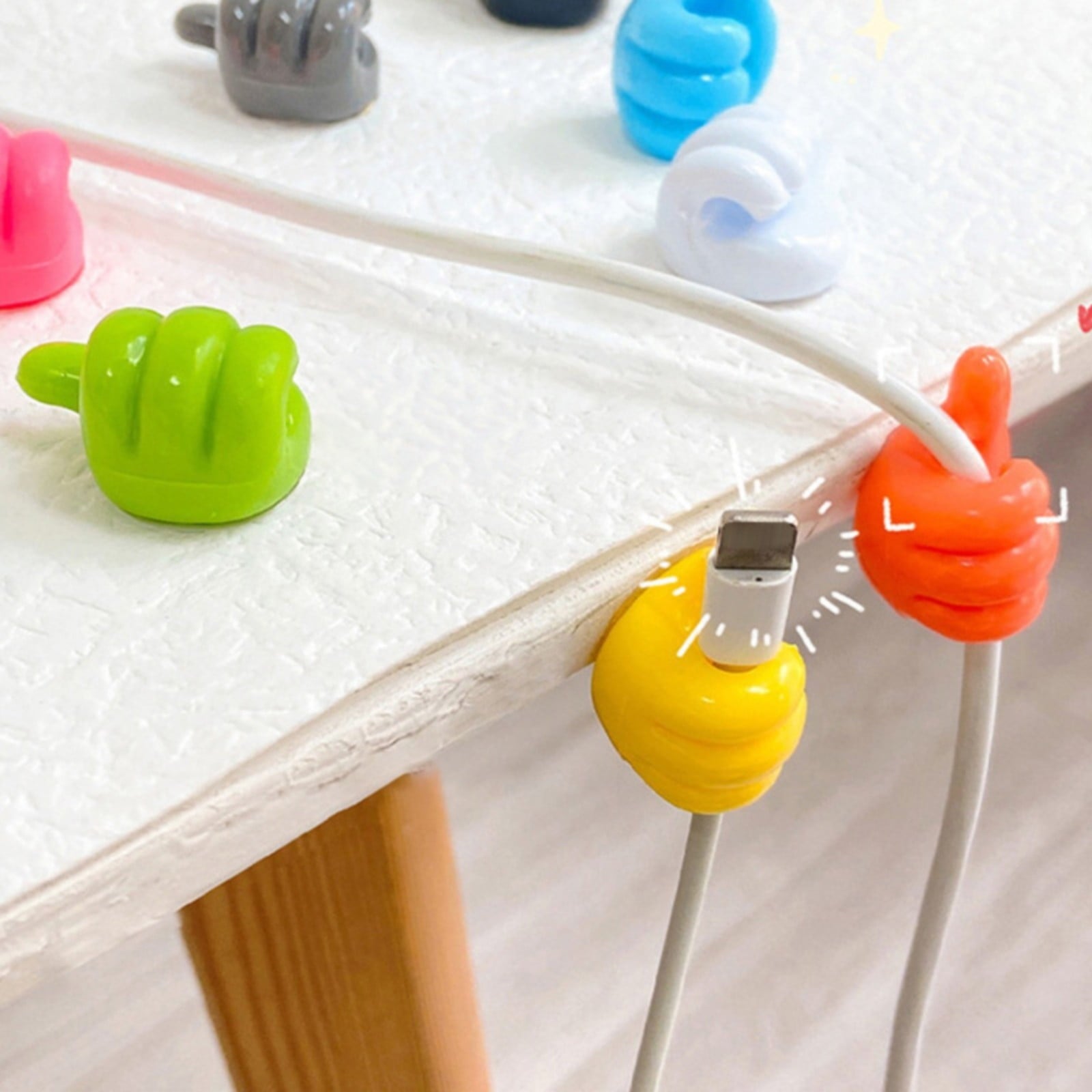 SLUOHZXI 10Pcs Cable Clips, Thumb Cord Holders, Silicone Wall Hook Cord Organizer for Desk Wall Car Nightstand, Cord Clips, Wire Holders, Ph - Image 6