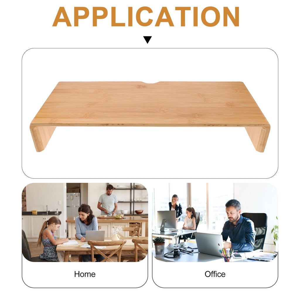 Beige Bamboo Monitor Riser Stand for Storage and Comfortable Viewing - Image 6