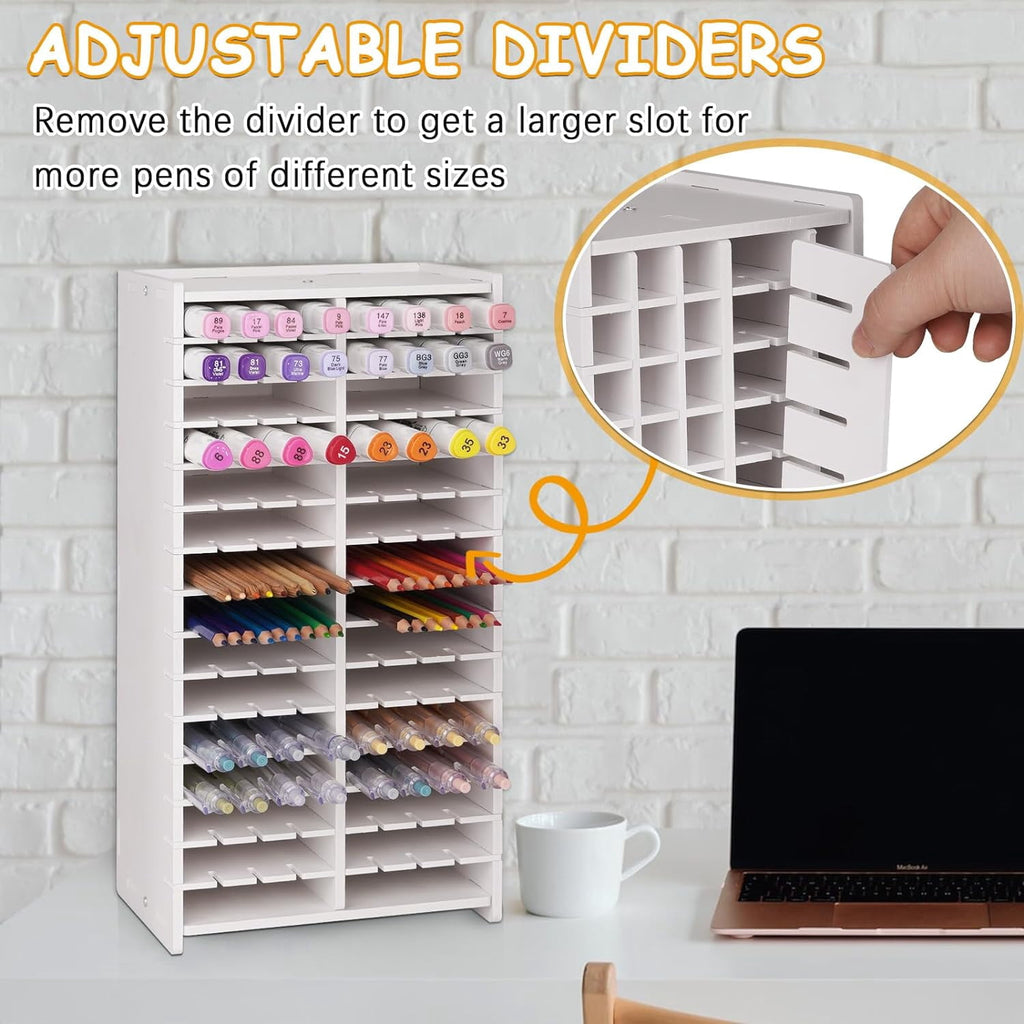 Wiher Marker Storage Organizer Marker Holder 120 Slots Marker Organizer for Desk with Removable Divider Art Marker Rack to Storage Markers P - Image 6