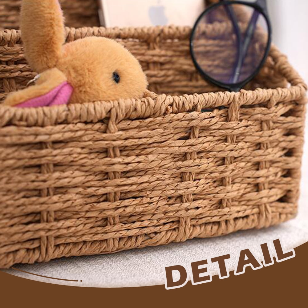 Woven Mail Organizer Basket, 12.6 Inch Countertop Mail Organizer for Bills and Pens, Farmhouse Desk Storage and Acces... - Image 6
