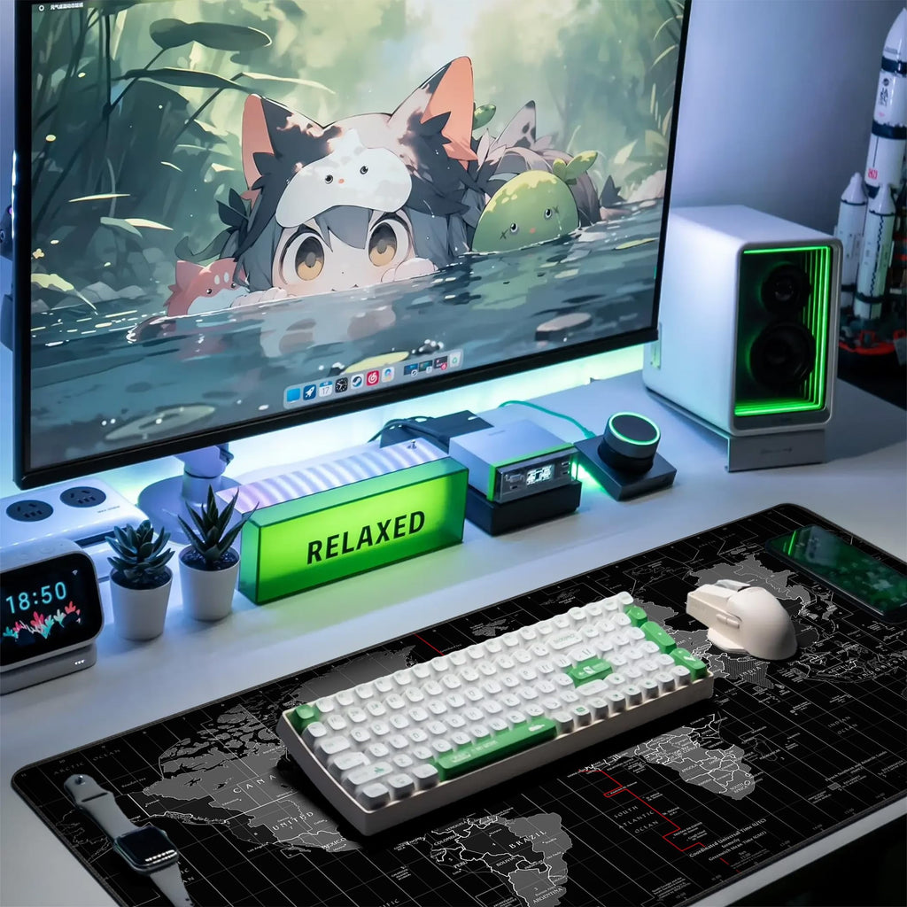 Mouse Pad Gaming - Desk Mat for Keyboard and Mouse - Black World Map Large Mouse Pads for Desk, Gaming Mousepad with Non-Slip Base, Desks Pa - Image 4