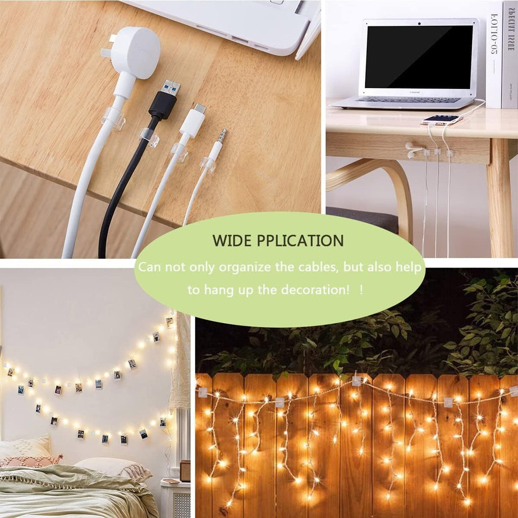 Cable Clips, Outdoor Wire Clips Adhesive Cable Hooks Cord Organizer Holder Christmas Light Clips for Desk, Wall Cable... - Image 2