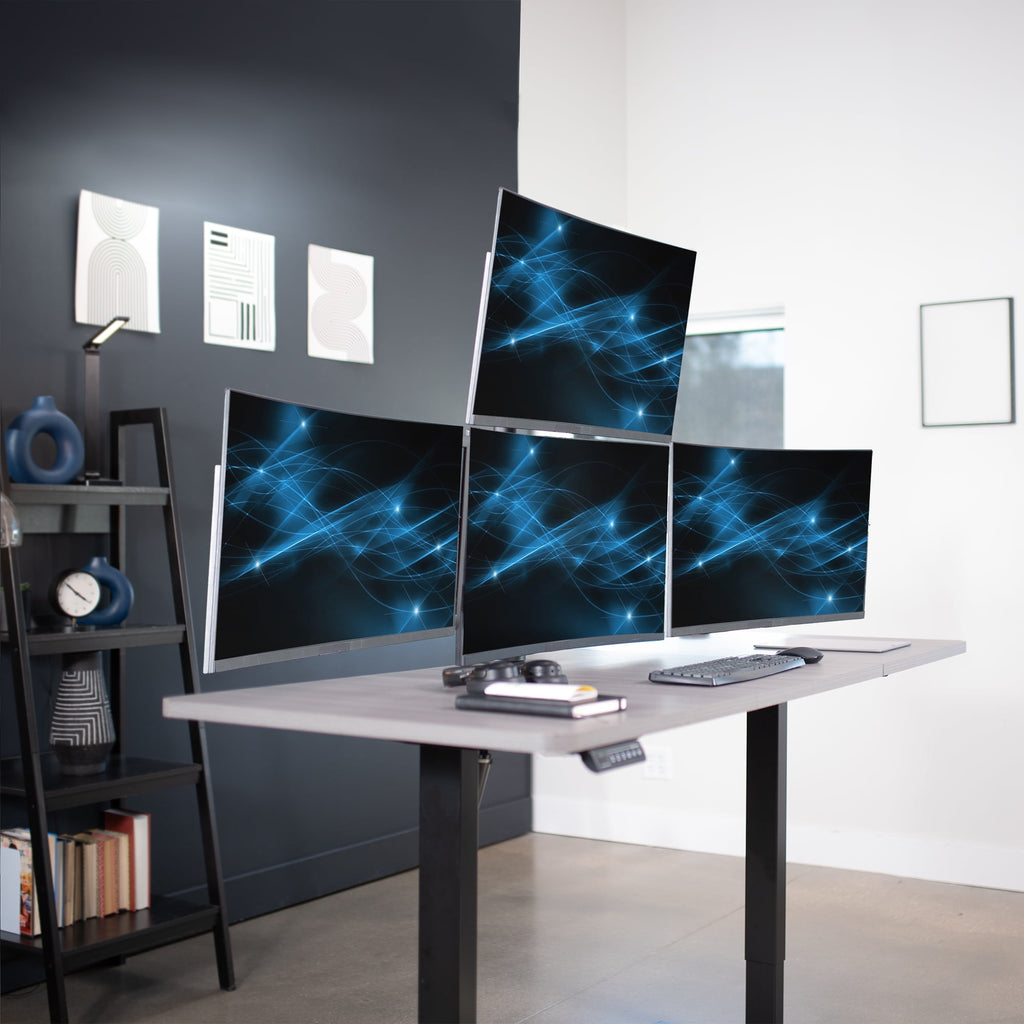 VIVO Steel Quad Monitor Desk Mount Adjustable 3 + 1 Stand | 4 Screens up to 32" - Image 2