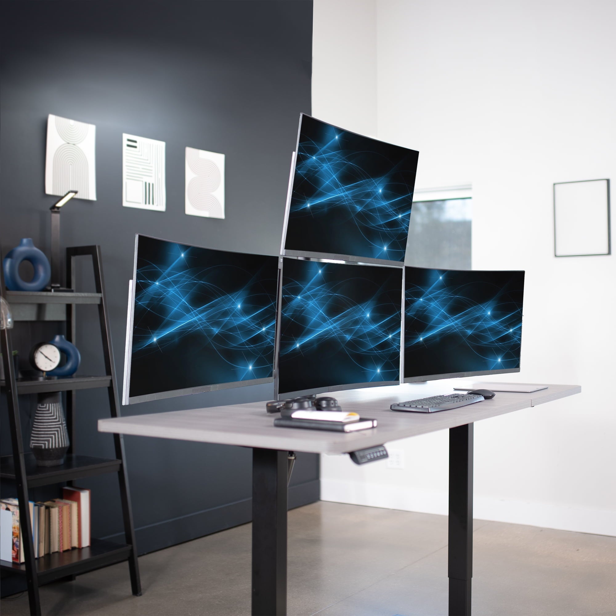 VIVO Steel Quad Monitor Desk Mount Adjustable 3 + 1 Stand | 4 Screens up to 32" - Image 2