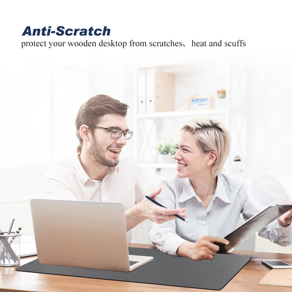 Gray Desk Pad Mat,Large Mouse pad,PU Leather Waterproof Non Slip Desktop Mat  ONLVAN - Image 2