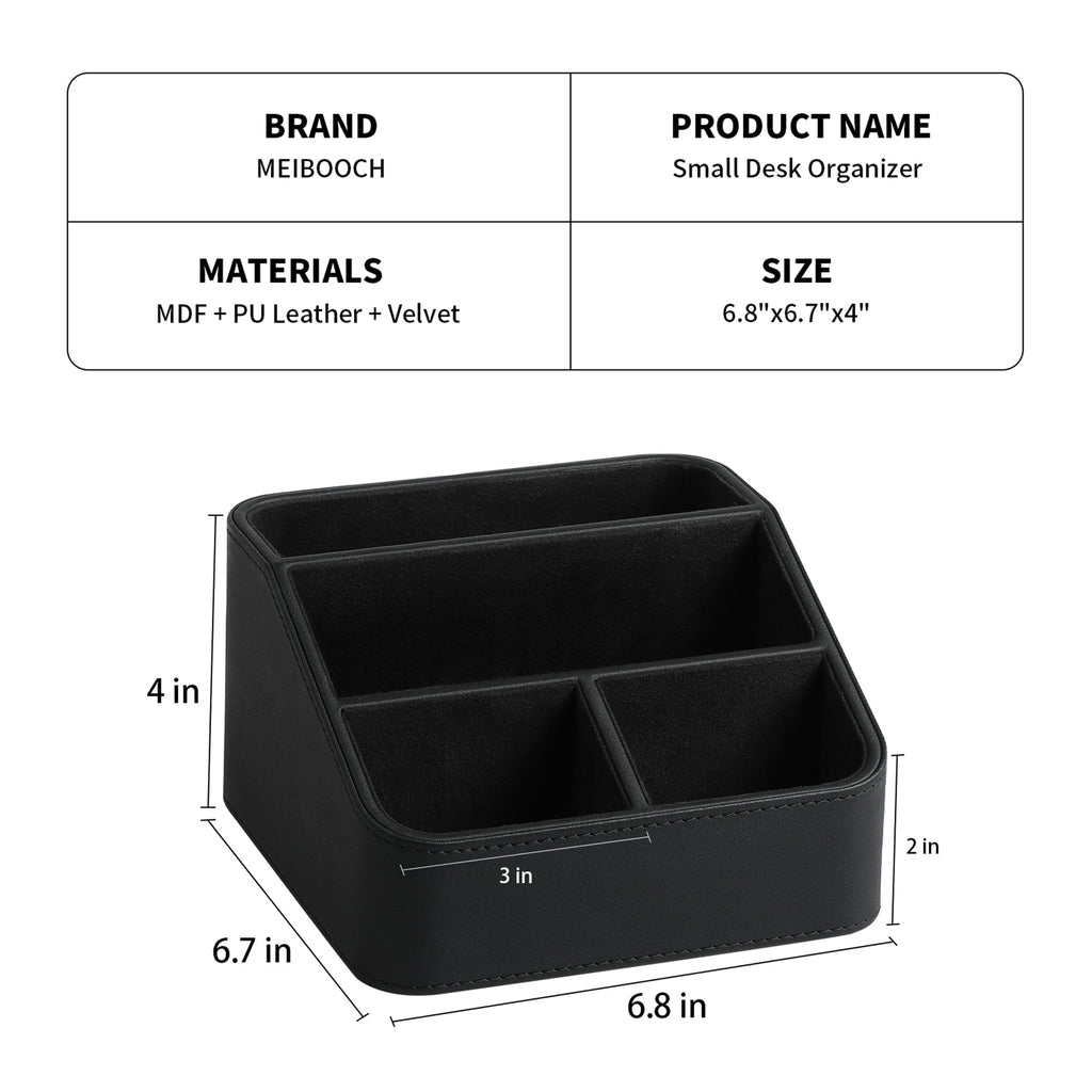Remote Control Holder, PU Leather Small Desk Organizer Stylish Cute Desktop Organizer for Home Office Desk Accessories, Remote Caddy Bedside - Image 3