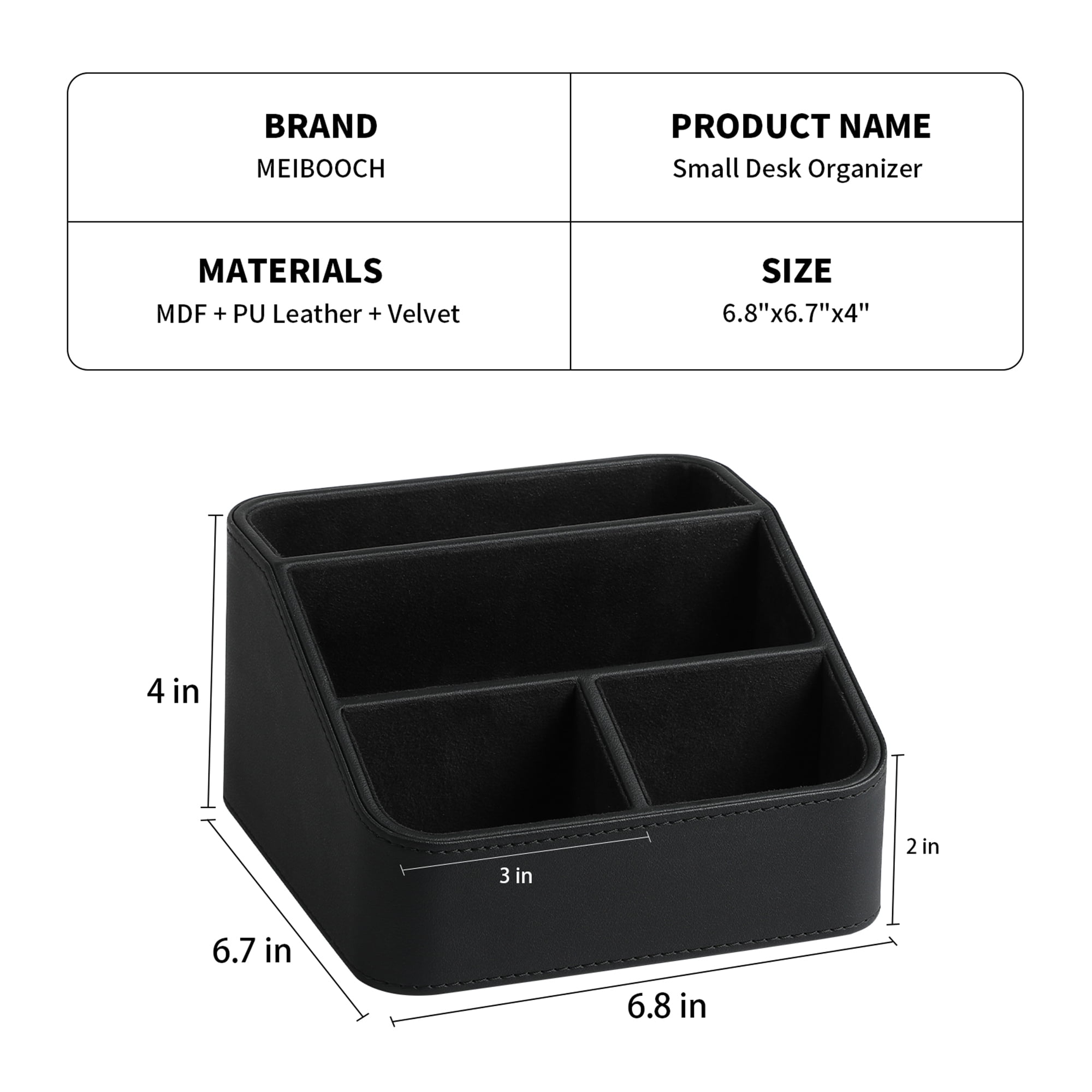 Remote Control Holder, PU Leather Small Desk Organizer Stylish Cute Desktop Organizer for Home Office Desk Accessories, Remote Caddy Bedside - Image 3