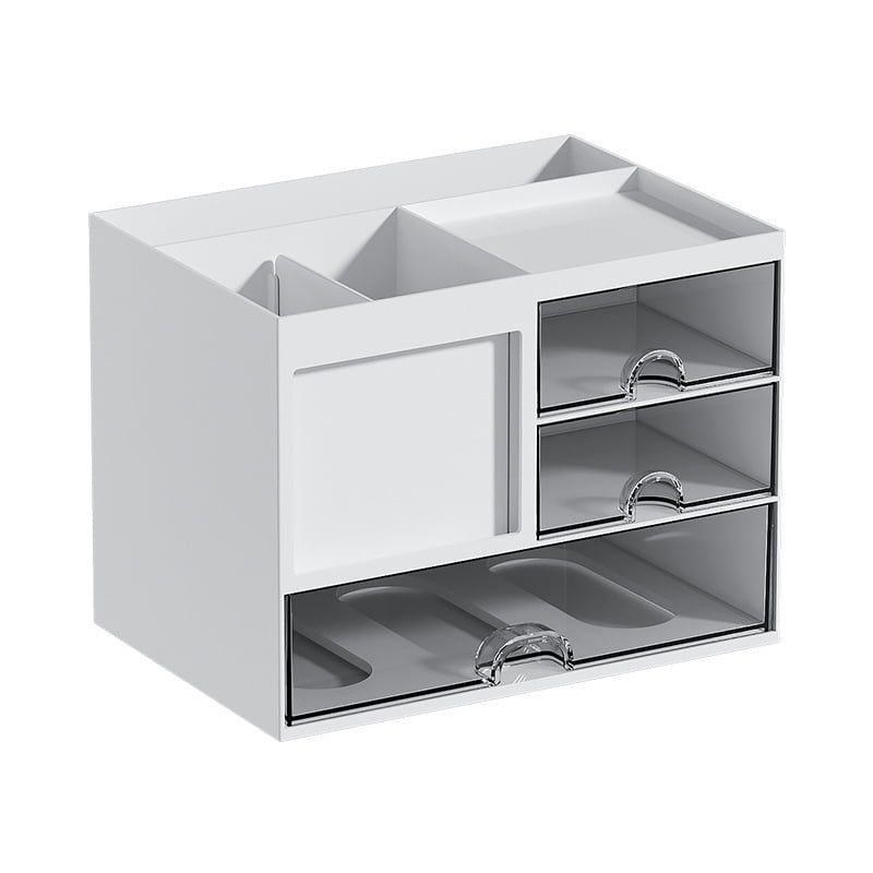 Desk Organizer Box, White Rectangular ABS Plastic, 3 Drawers, 8 Compartments, Office Storage, 8.185.626.1 in - Image 4