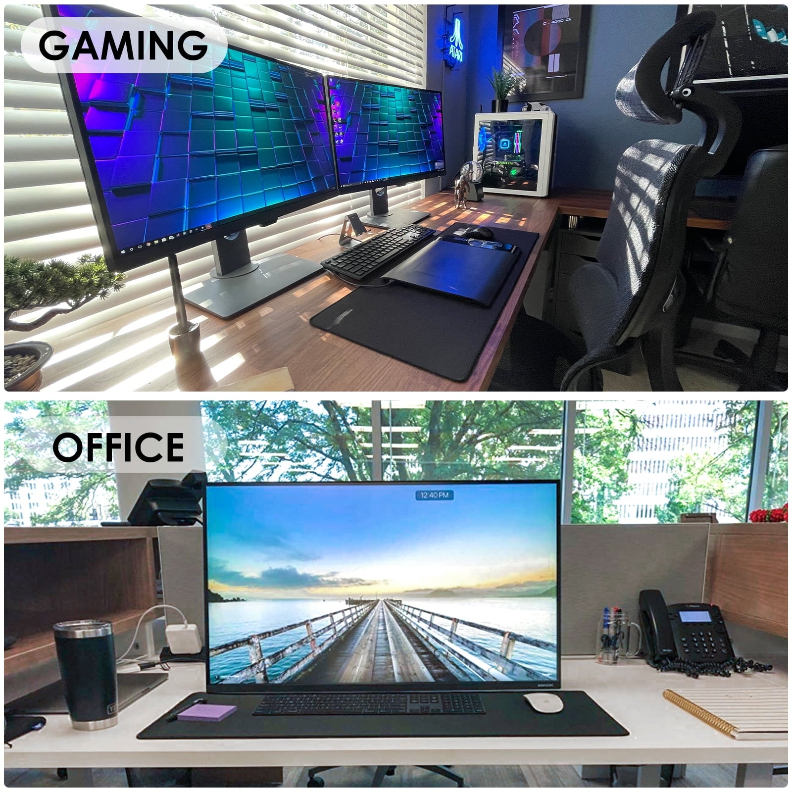 Large Gaming Mouse Pad 31.5x11.8 Inch, Extended Desk Mat with Stitched Edges, Non-Slip Base, Water-Resistant Micro-We... - Image 2