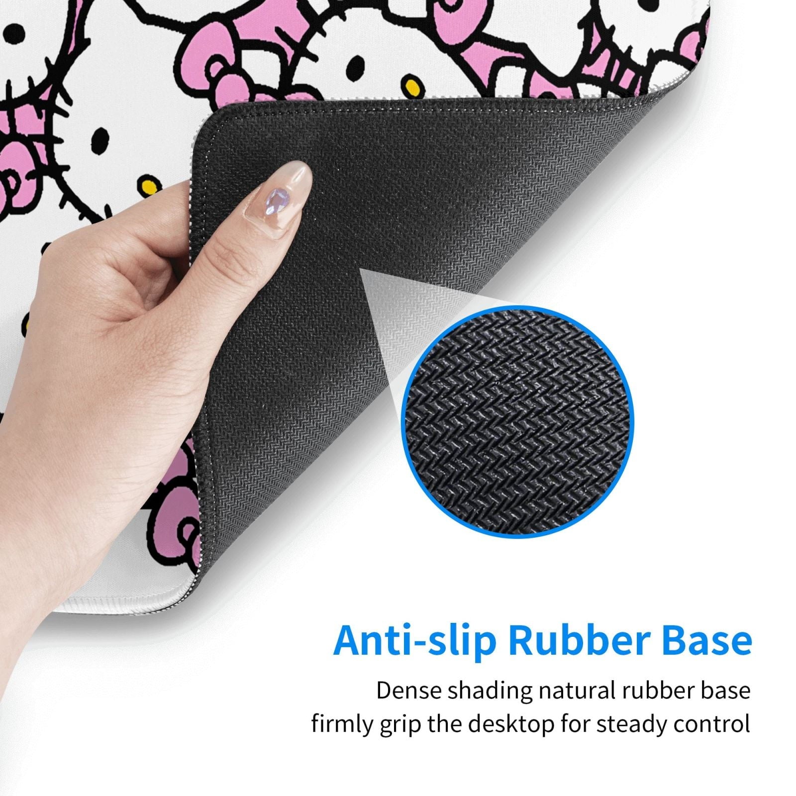 Extra Large Gaming Mouse Pad Non-Slip Rubber Hello Kitty Mousepad with Stitched Edges Desk Pad Mat for Office Home 15.8x29.5 in - Image 4
