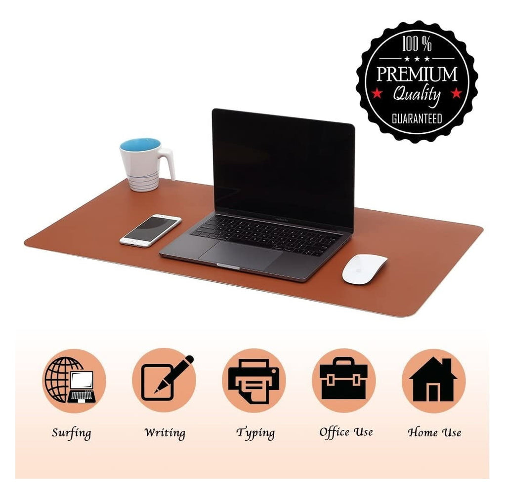 Large Dual Sided Desk Pad/Mat for Office and Home, 35.4" x 17" Waterproof PU Leather Desk Blotter, Laptop Desk and Writing Pad (Brown) - Image 4