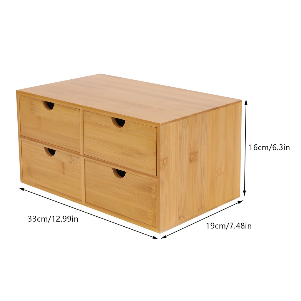 Bamboo Desk Organizer with 4 Drawers, Office Tabletop Storage Organization Box - Image 2